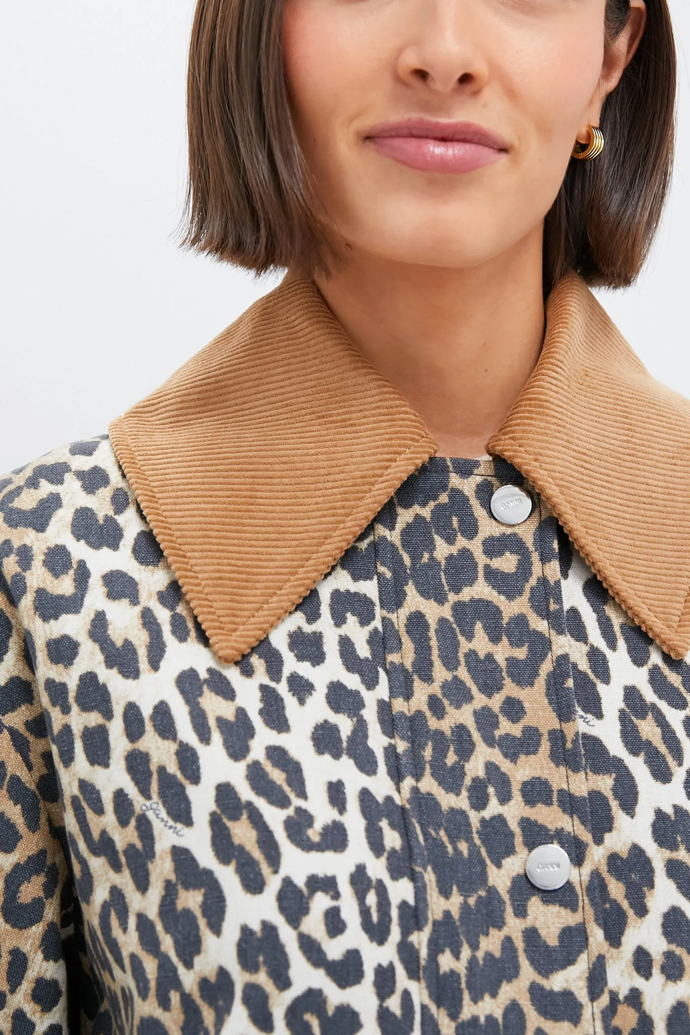 Almond Milk Printed Canvas Midi Jacket