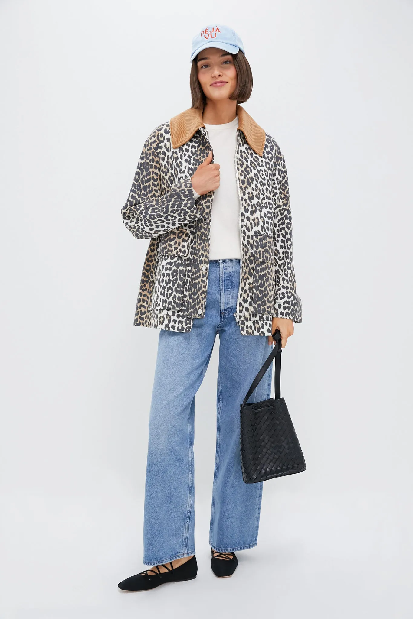 Almond Milk Printed Canvas Midi Jacket