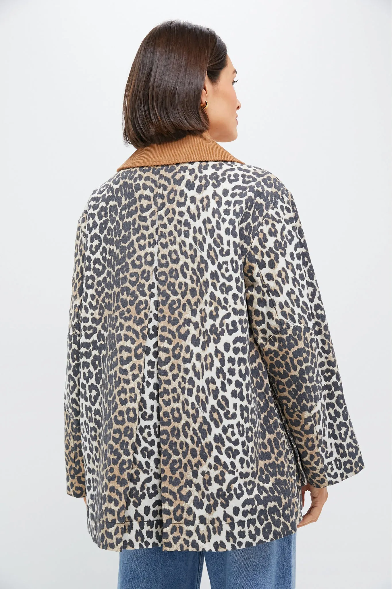 Almond Milk Printed Canvas Midi Jacket
