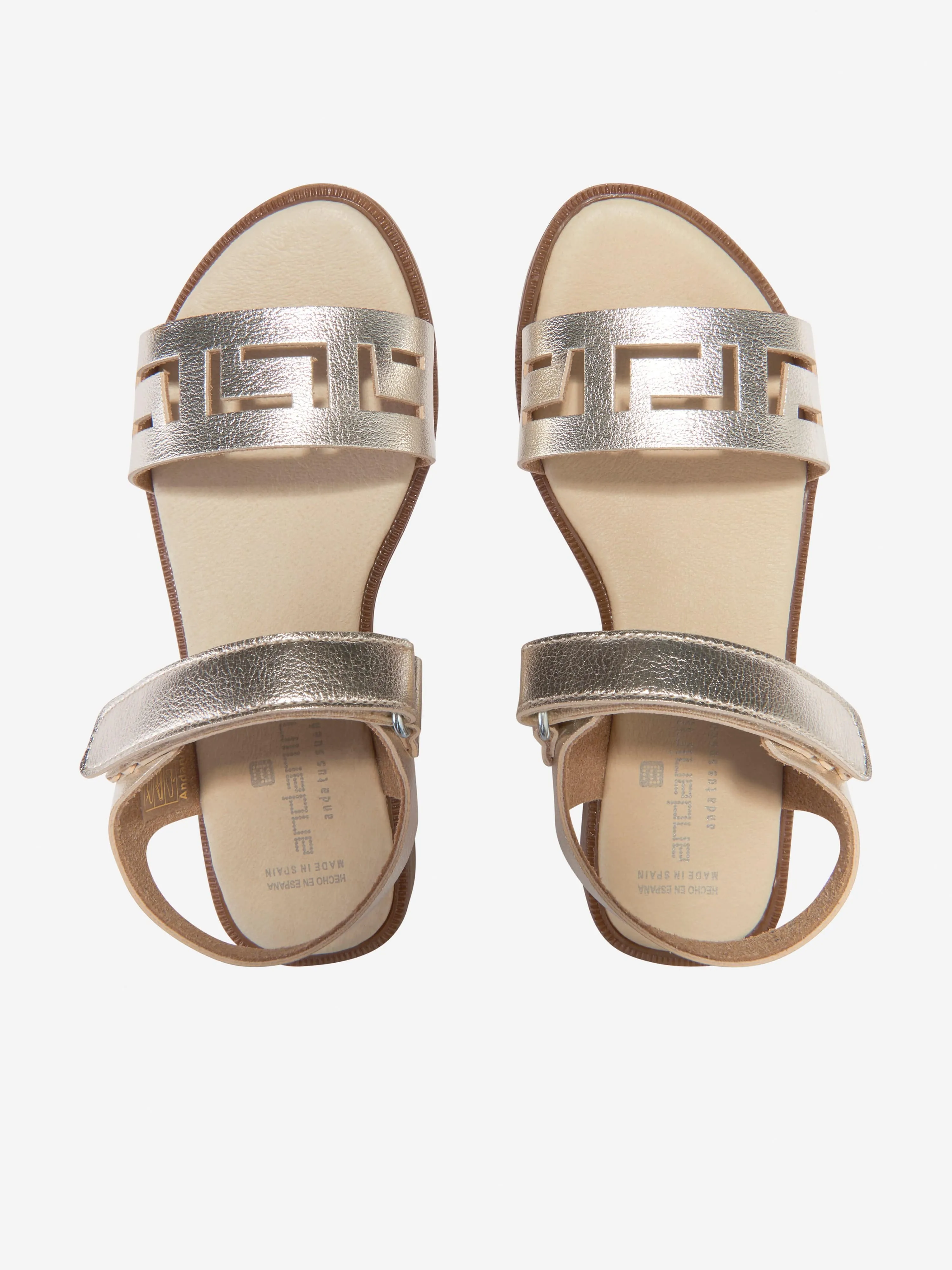 Andanines Girls Laser Cut Sandals in Gold