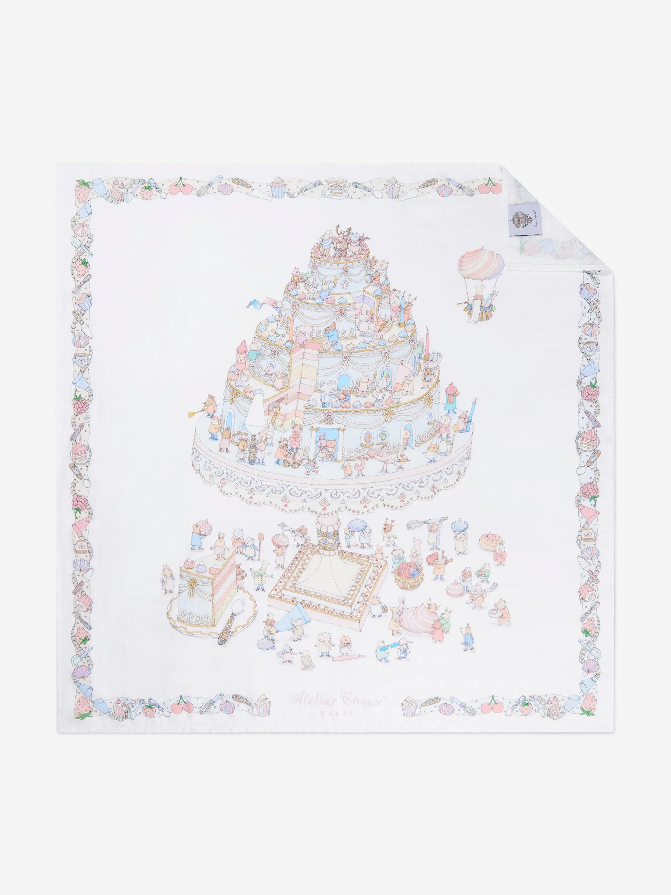 Atelier Choux Baby Le Gateau Carr and Satin Bib Set in White