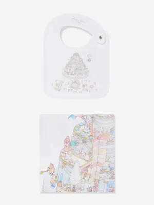 Atelier Choux Baby Le Gateau Carr and Satin Bib Set in White