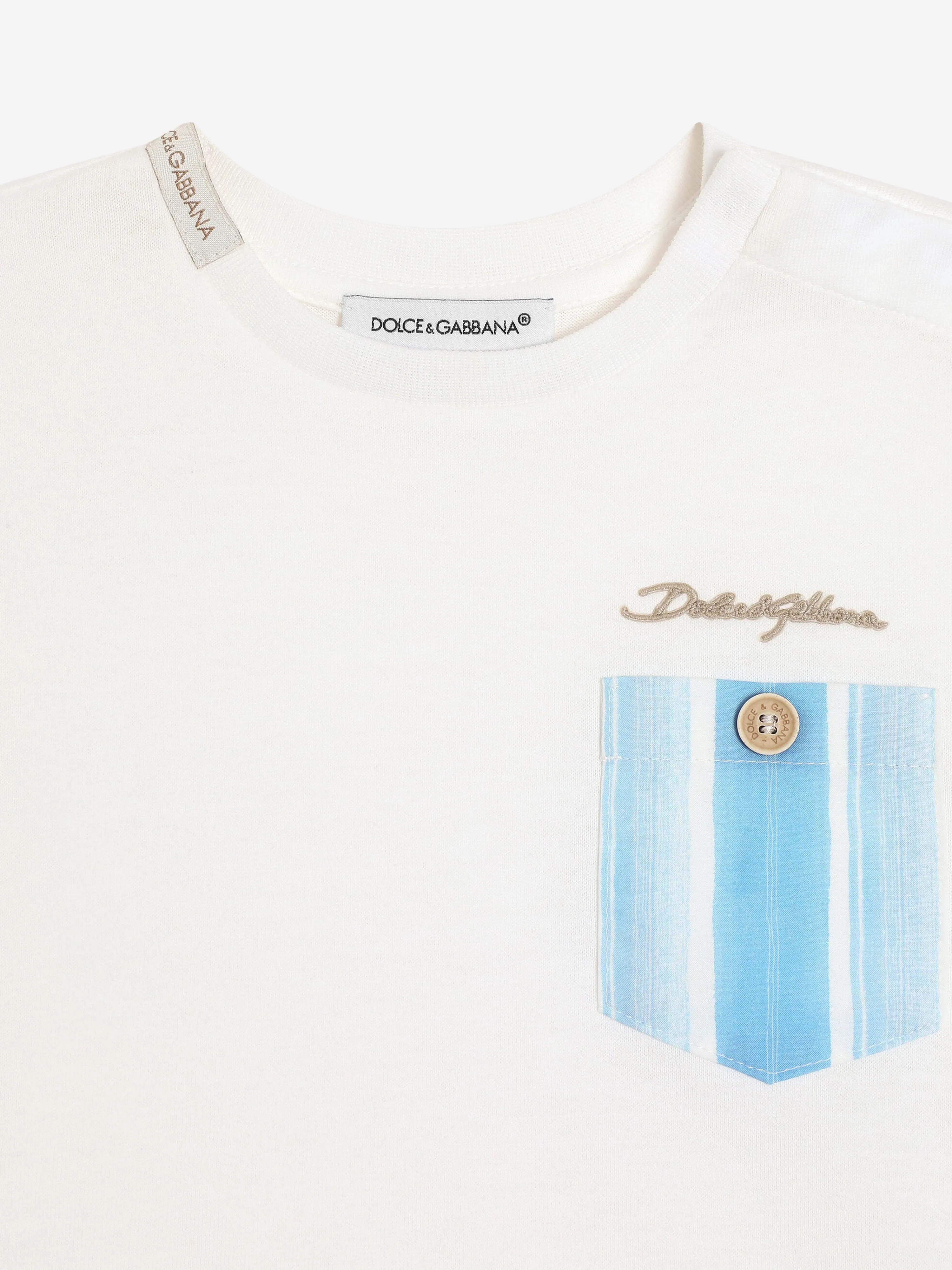 Baby Boys Striped Pocket T-Shirt in White