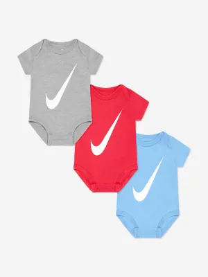 Baby Boys Swoosh 3 Pack Bodysuit Set in Multicolour