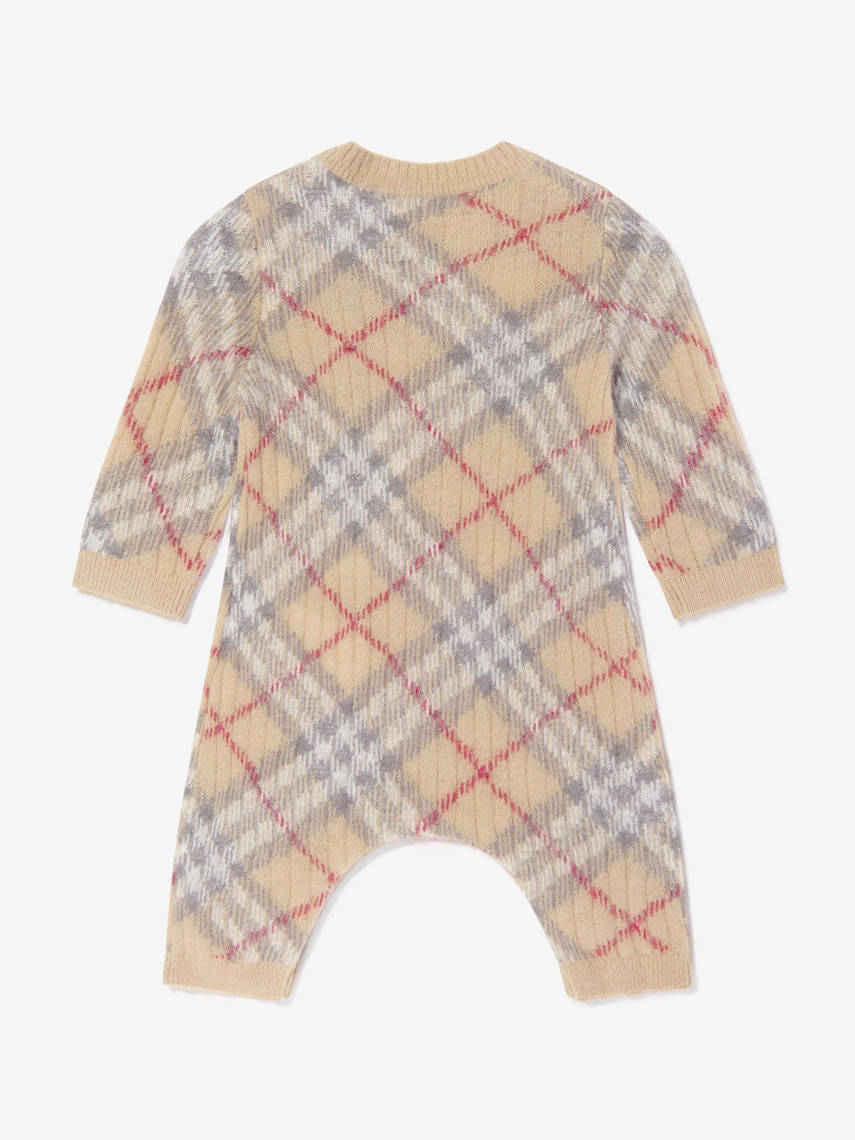 Baby Camillo Rib Check Romper in Beige