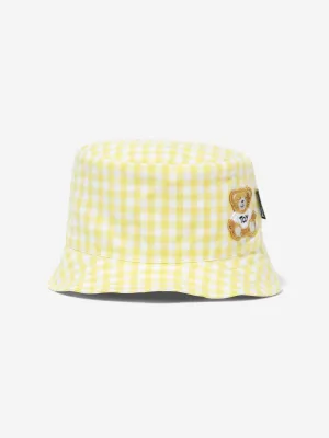 Baby Gingham Teddy Bear Bucket Hat in Yellow