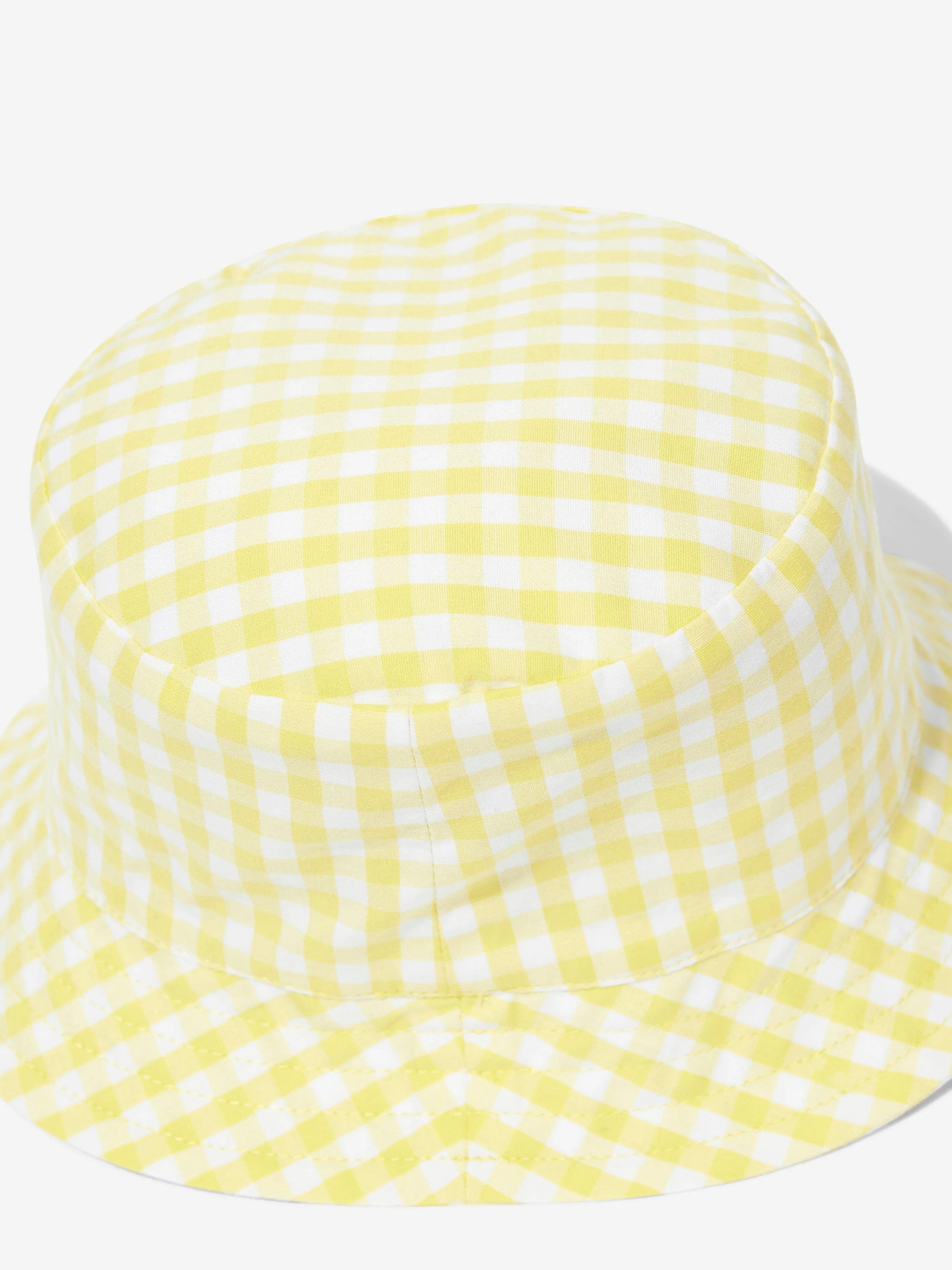 Baby Gingham Teddy Bear Bucket Hat in Yellow