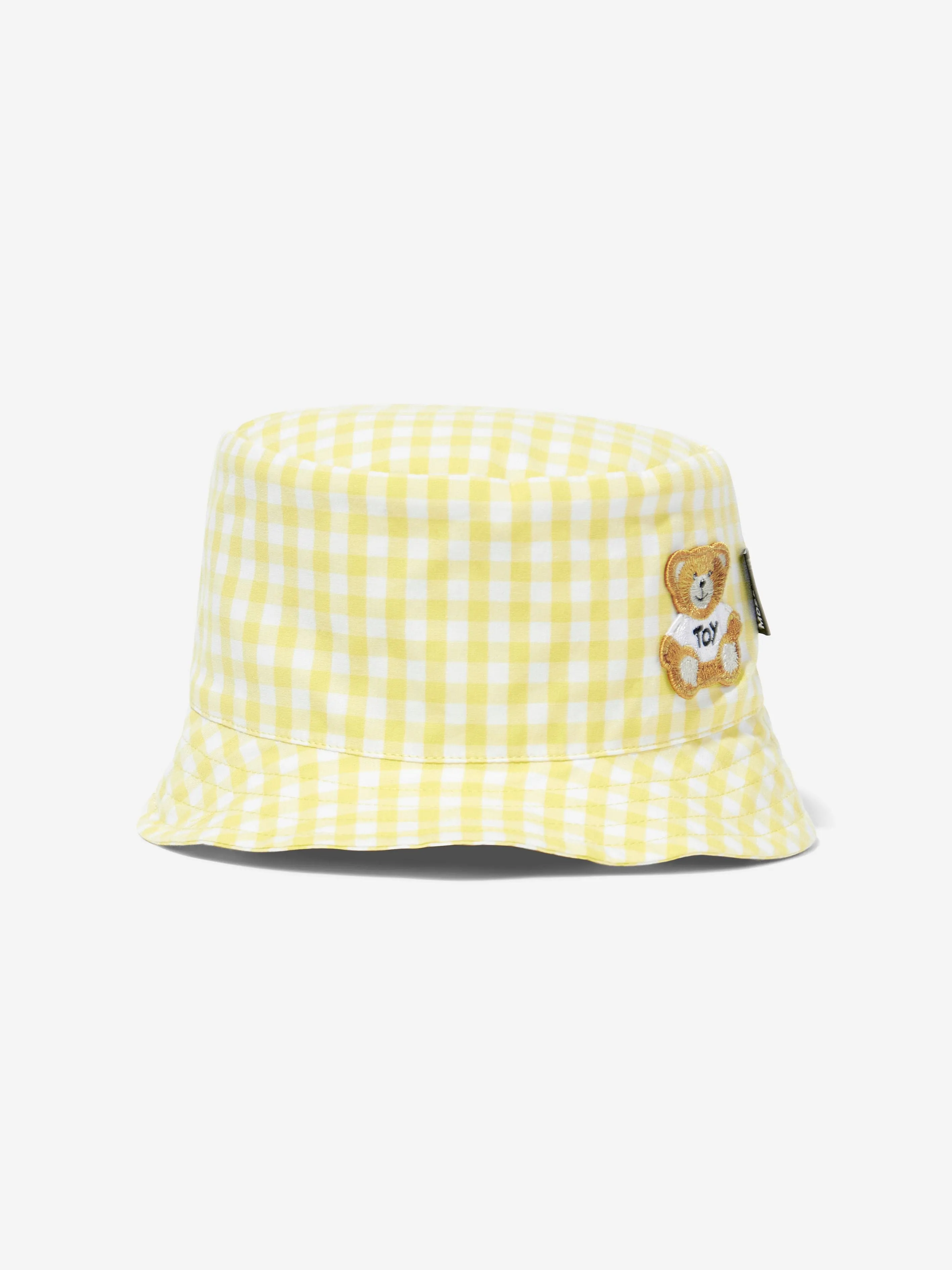Baby Gingham Teddy Bear Bucket Hat in Yellow