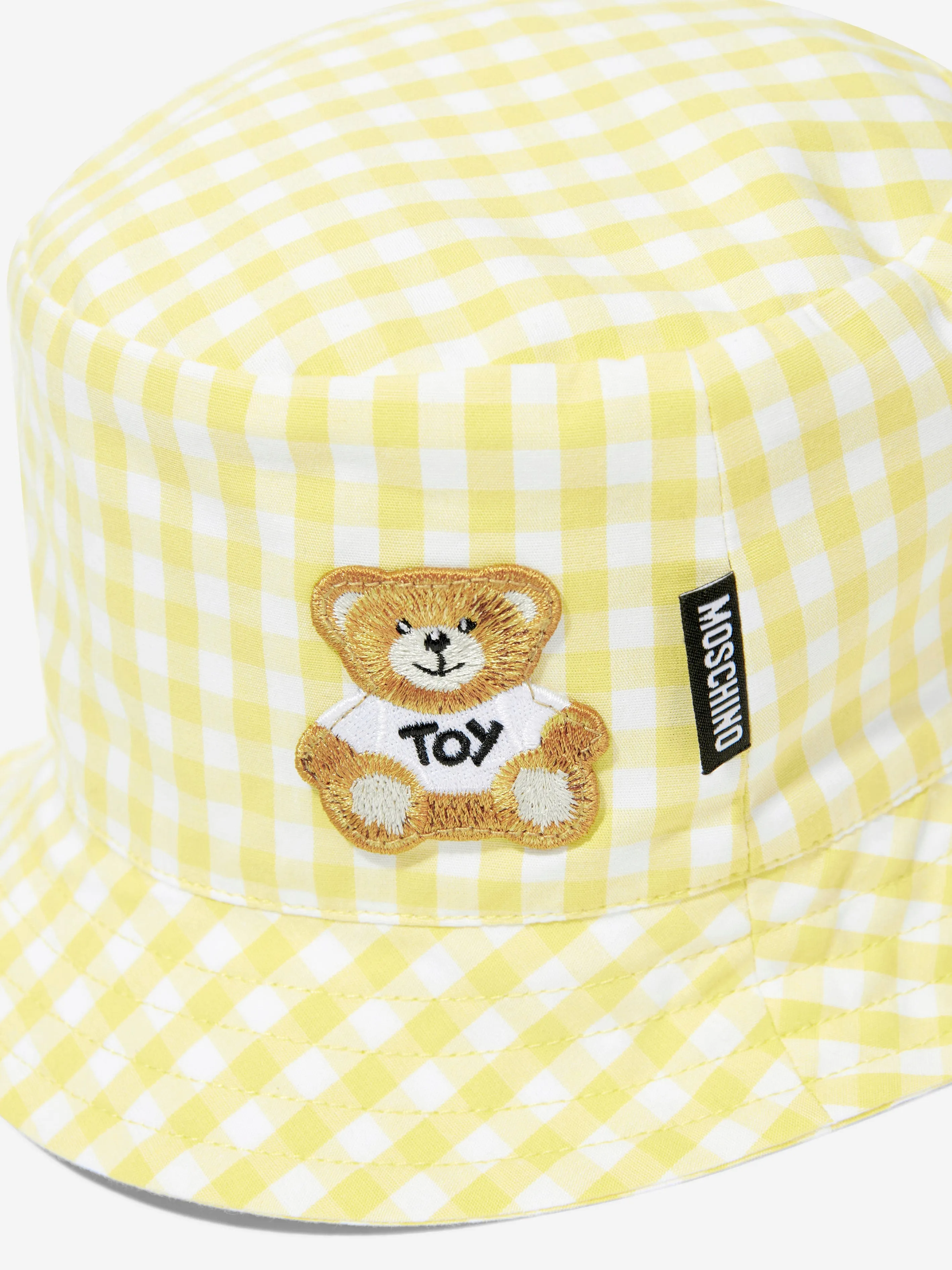 Baby Gingham Teddy Bear Bucket Hat in Yellow