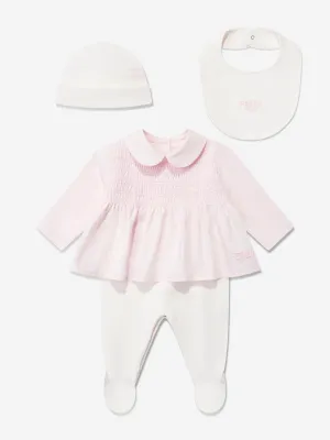 Baby Girls 3 Piece Babygrow Set in Pink