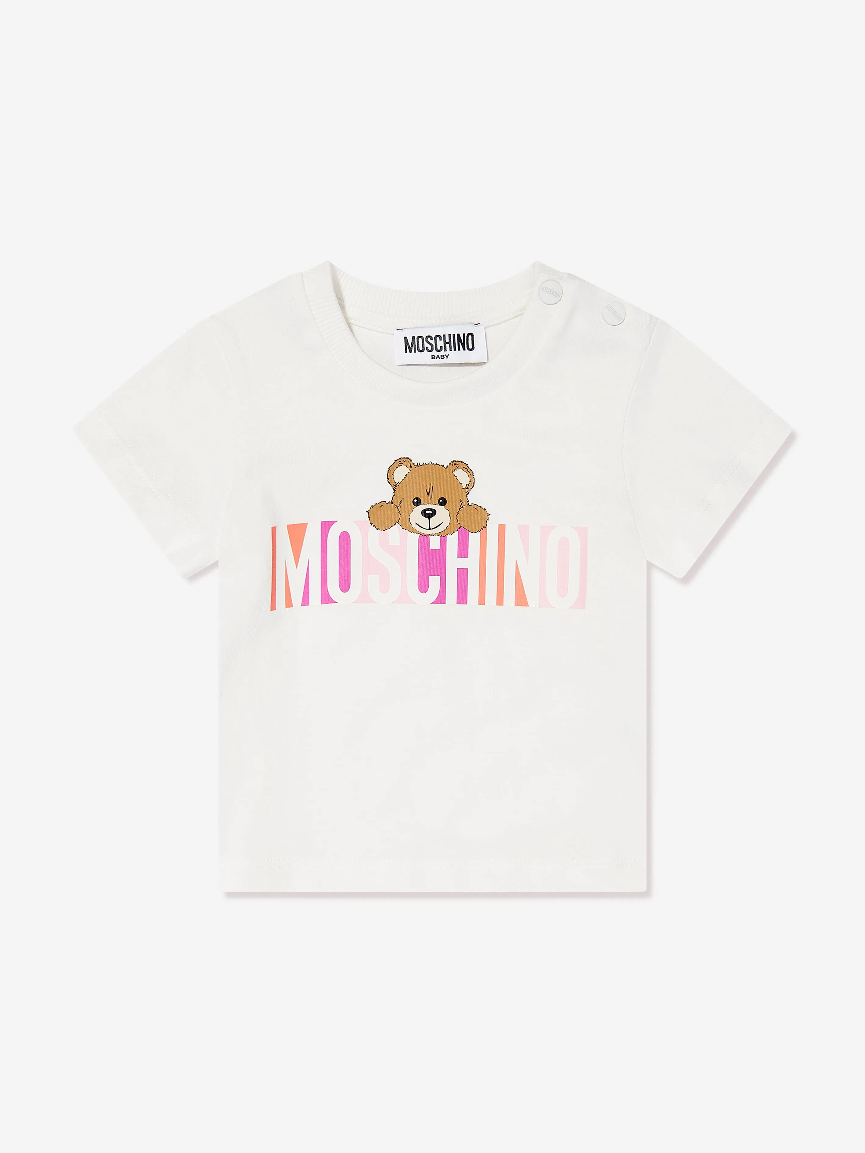 Baby Girls Bear Logo Short Set in Ivory