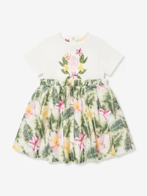 Baby Girls Floral Cotton Jersey Dress in Multicolour