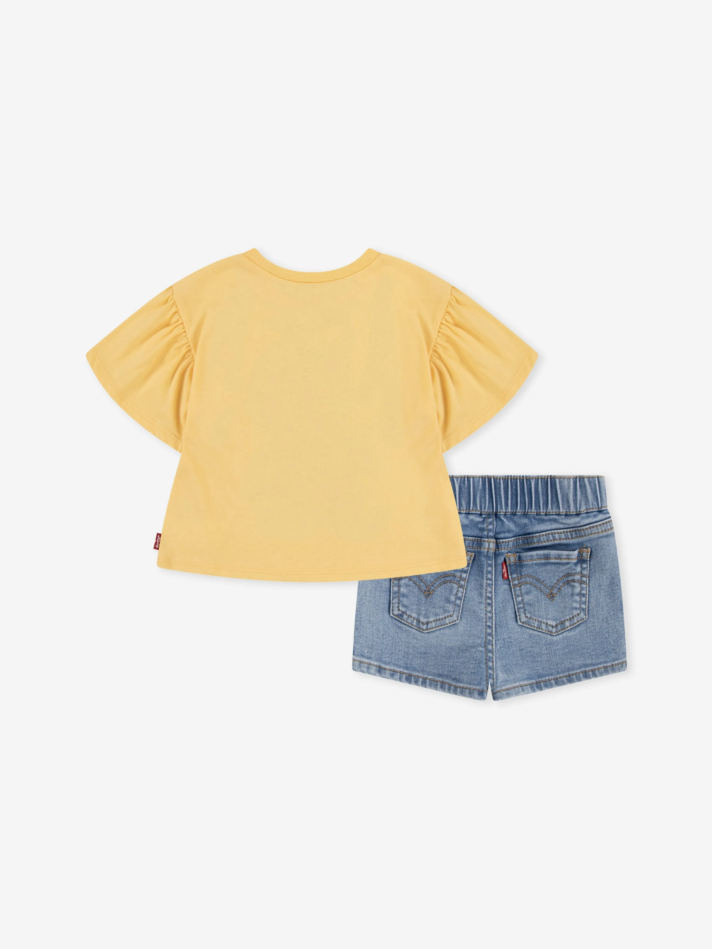 Baby Girls Flutter Sleeve T-Shirt and Shorts Set in Yellow