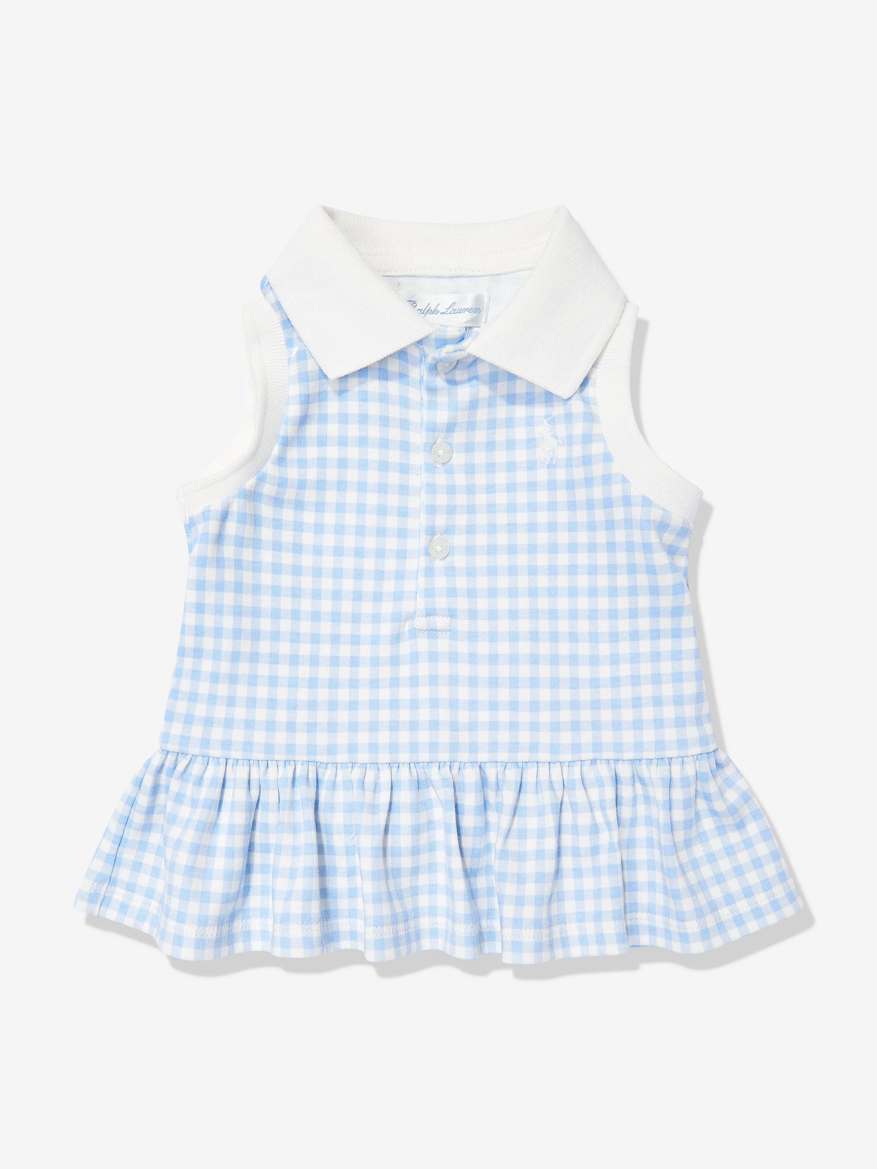 Baby Girls Gingham Short Set with Sun Hat in Blue
