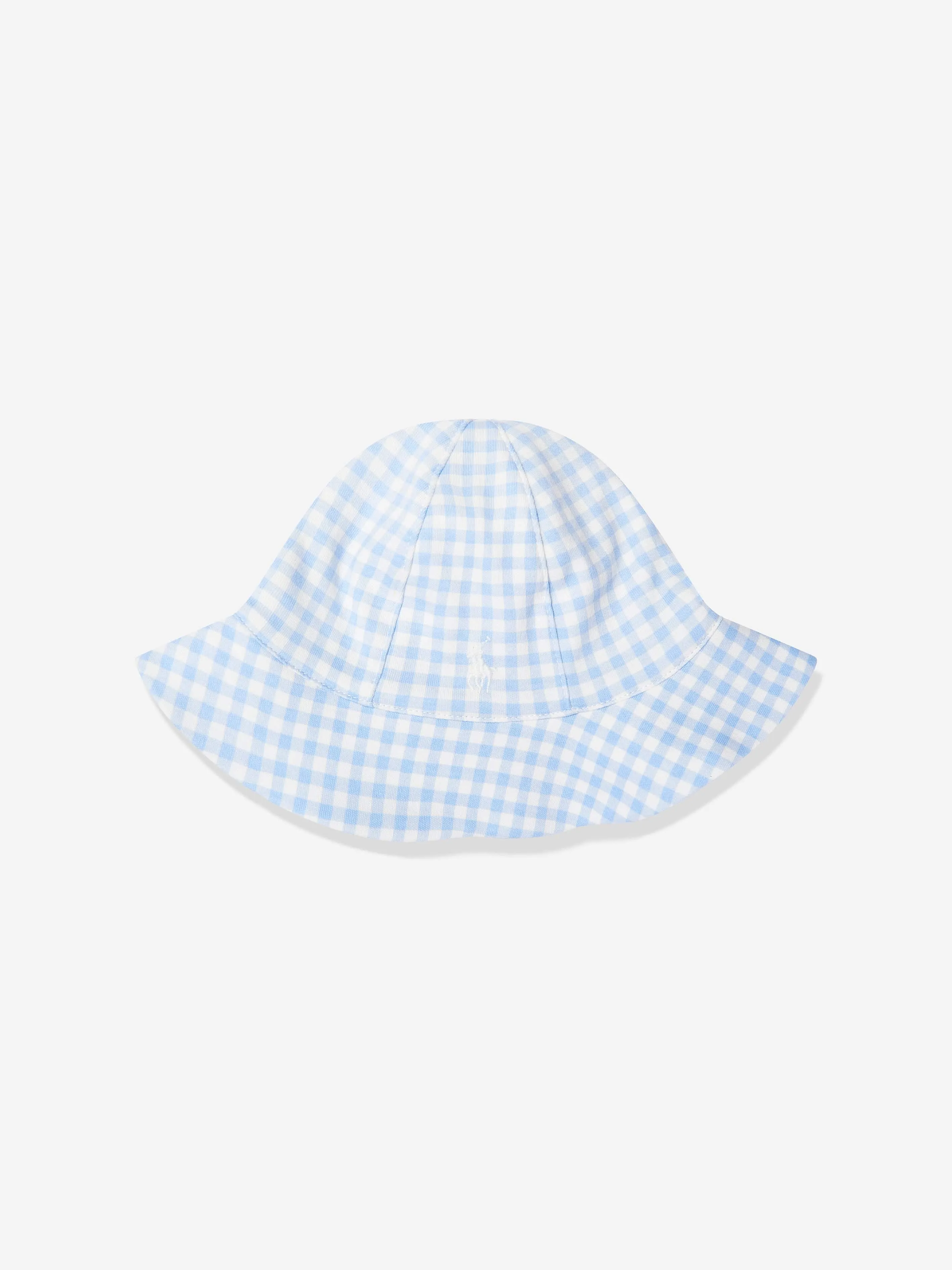 Baby Girls Gingham Short Set with Sun Hat in Blue