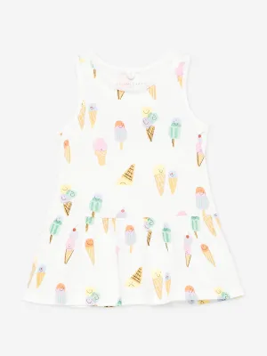 Baby Girls Ice Cream Jersey Dress in Ivory
