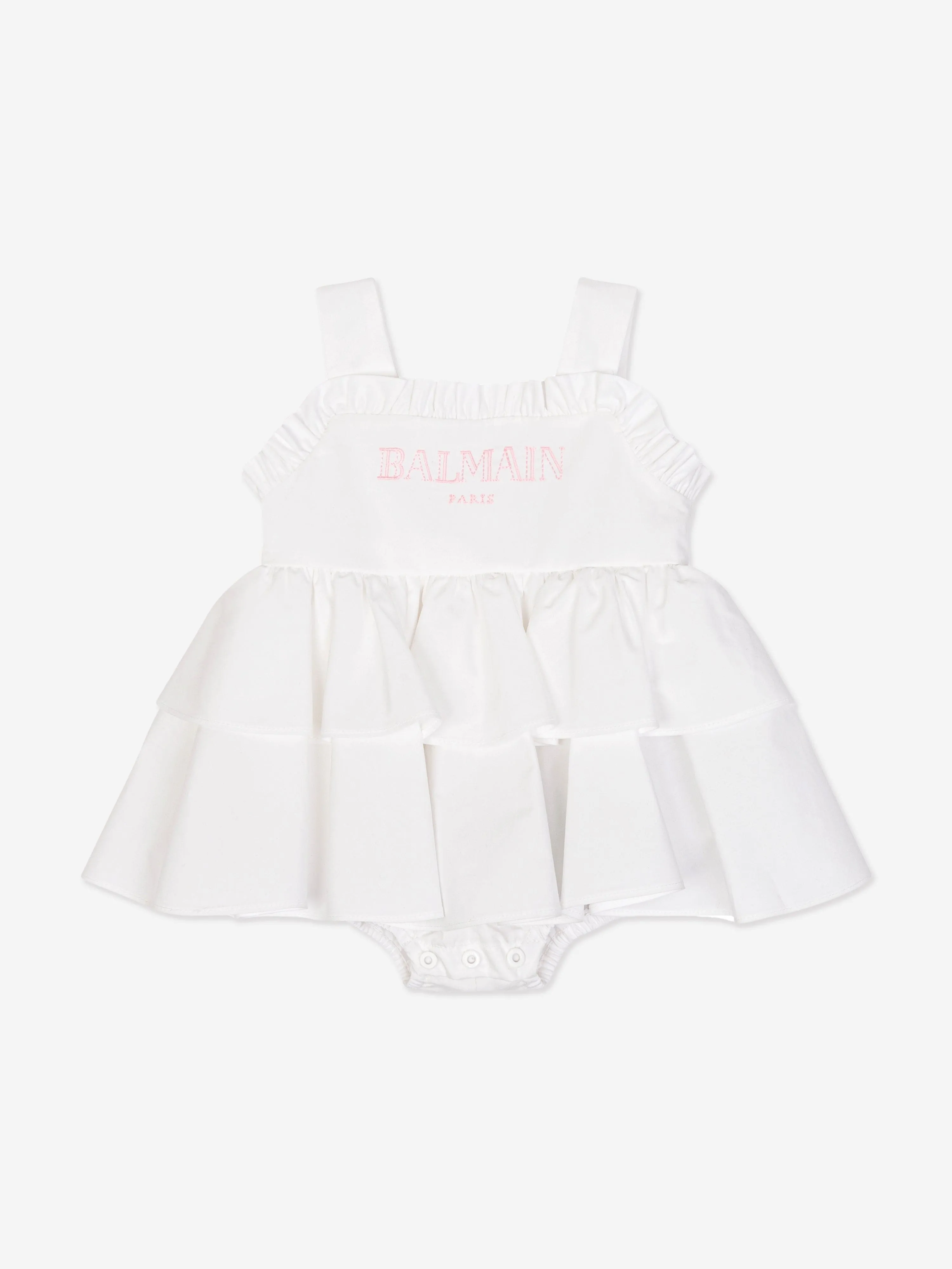 Baby Girls Sleeveless Ruffle Dress in White