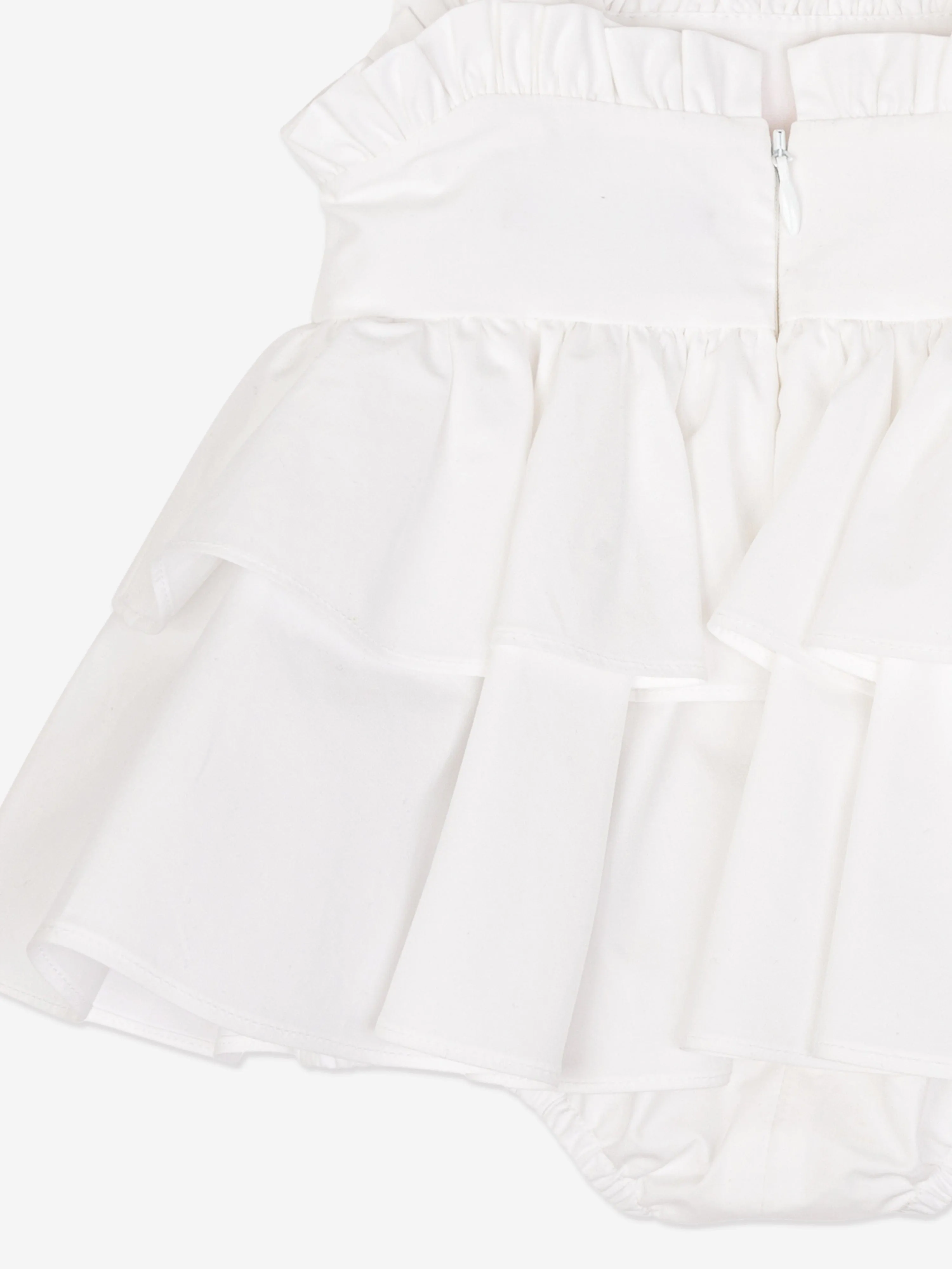 Baby Girls Sleeveless Ruffle Dress in White