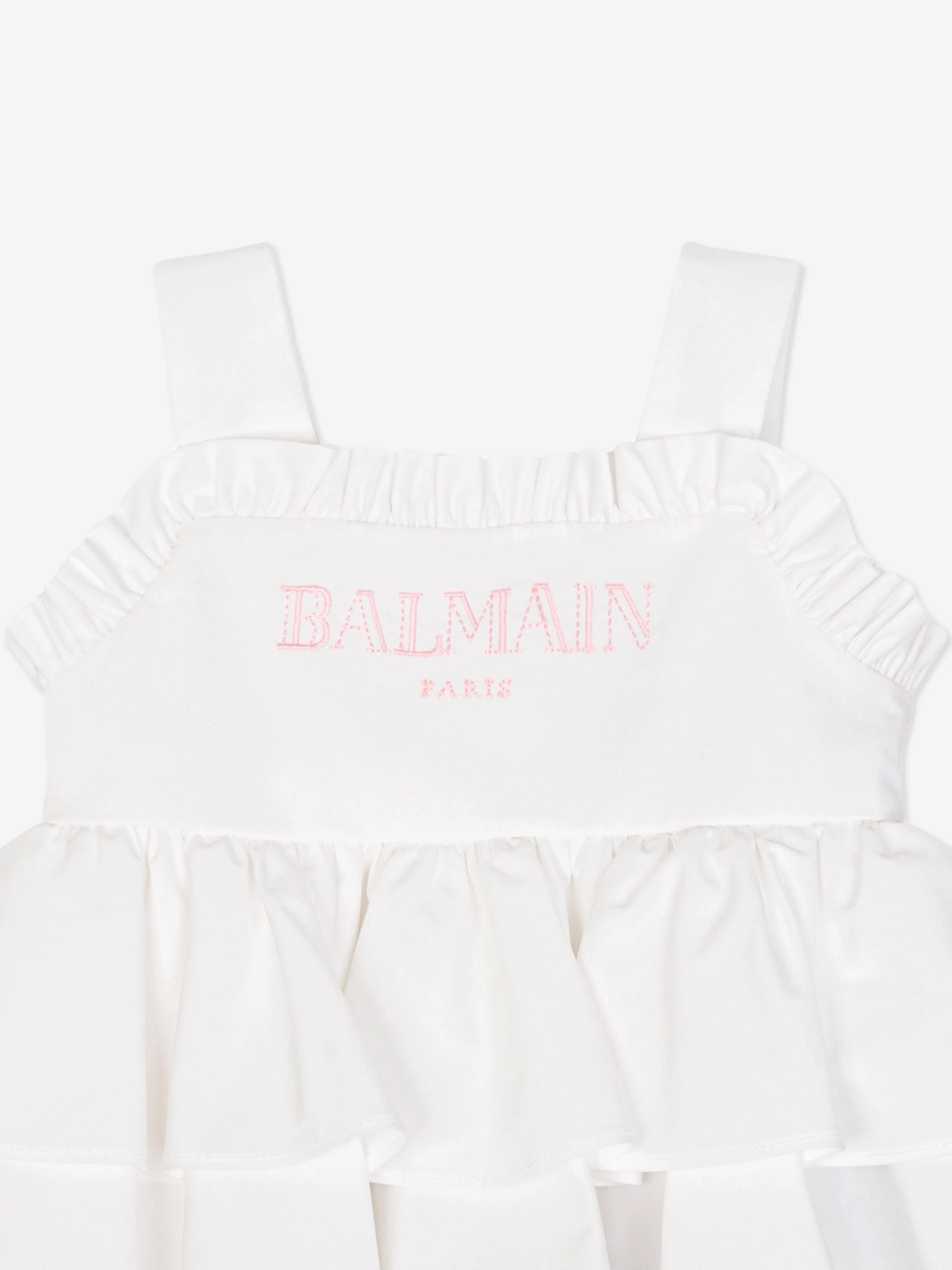 Baby Girls Sleeveless Ruffle Dress in White