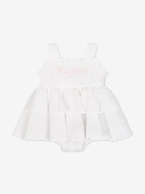 Baby Girls Sleeveless Ruffle Dress in White
