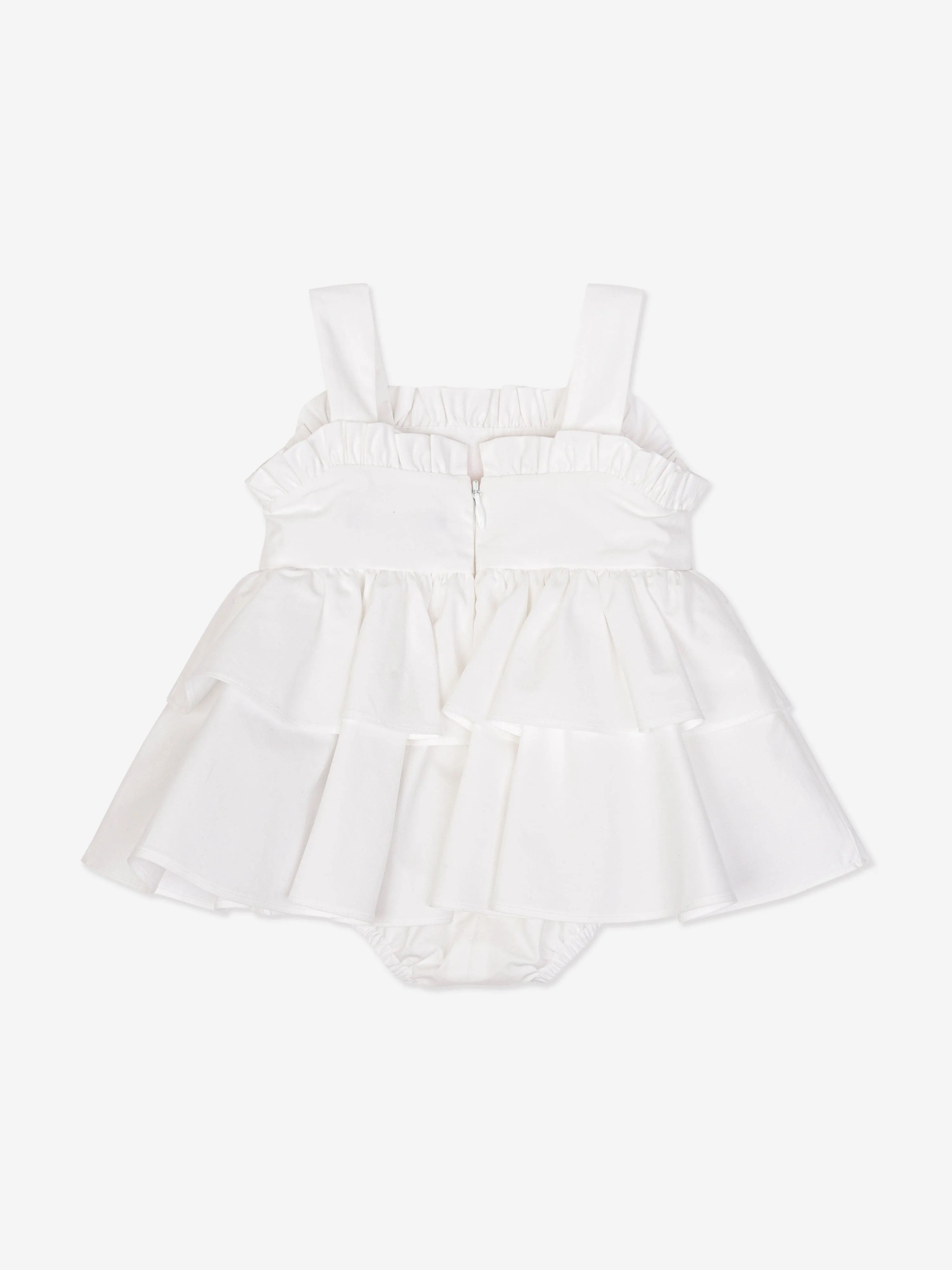 Baby Girls Sleeveless Ruffle Dress in White