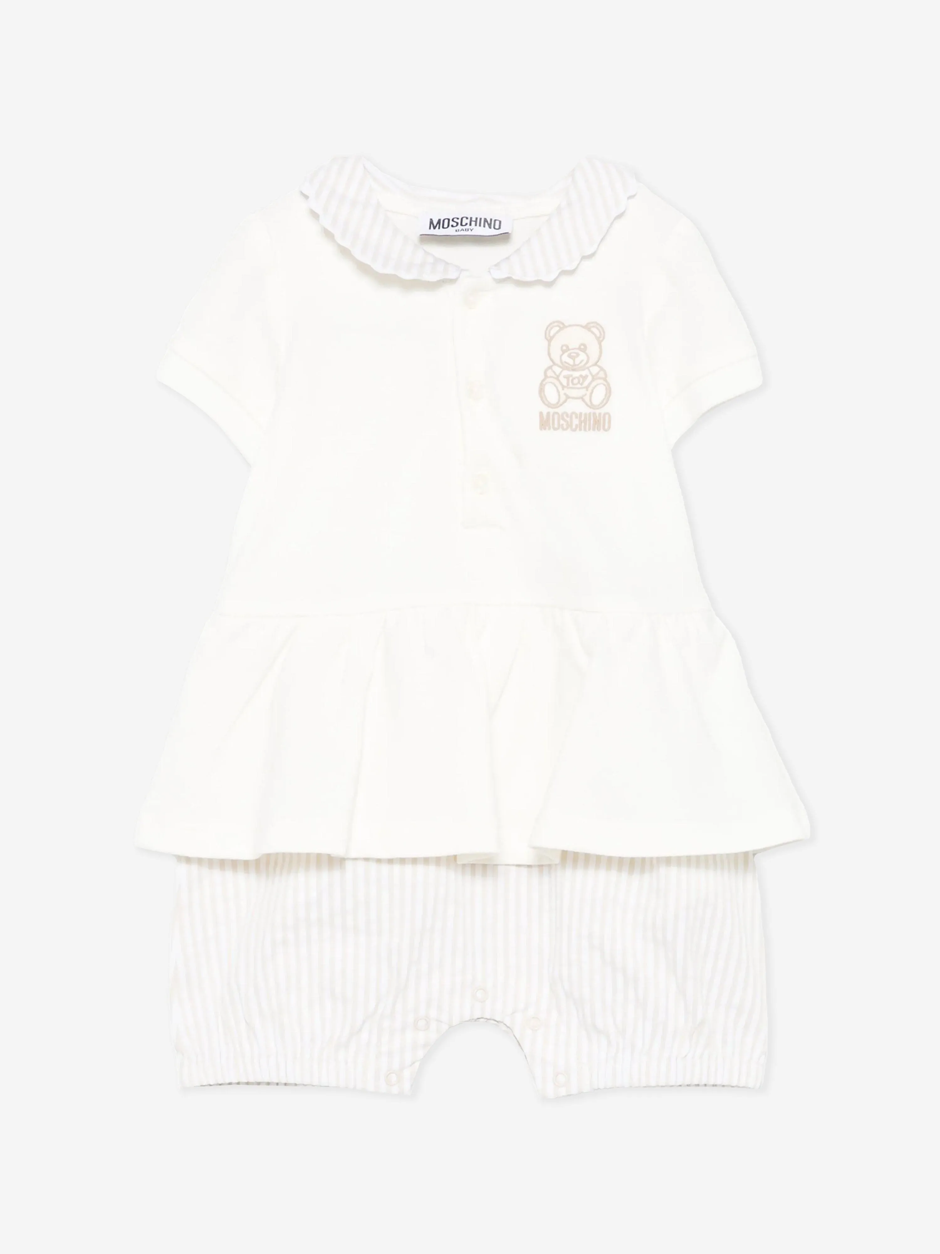 Baby Girls Teddy Bear Romper Set in Ivory
