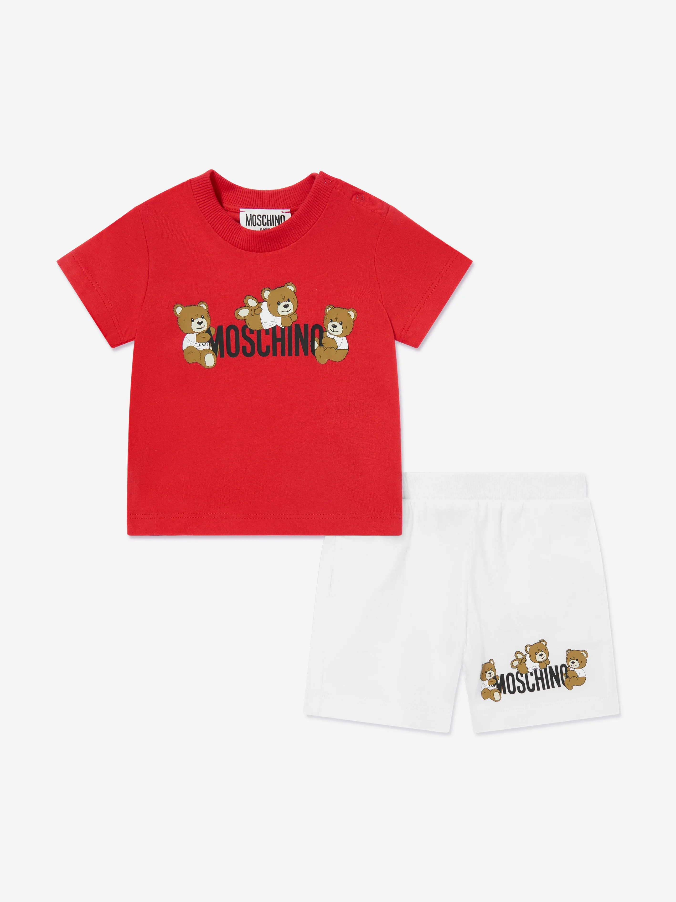 Baby Teddy Bear Logo Short Set in Red