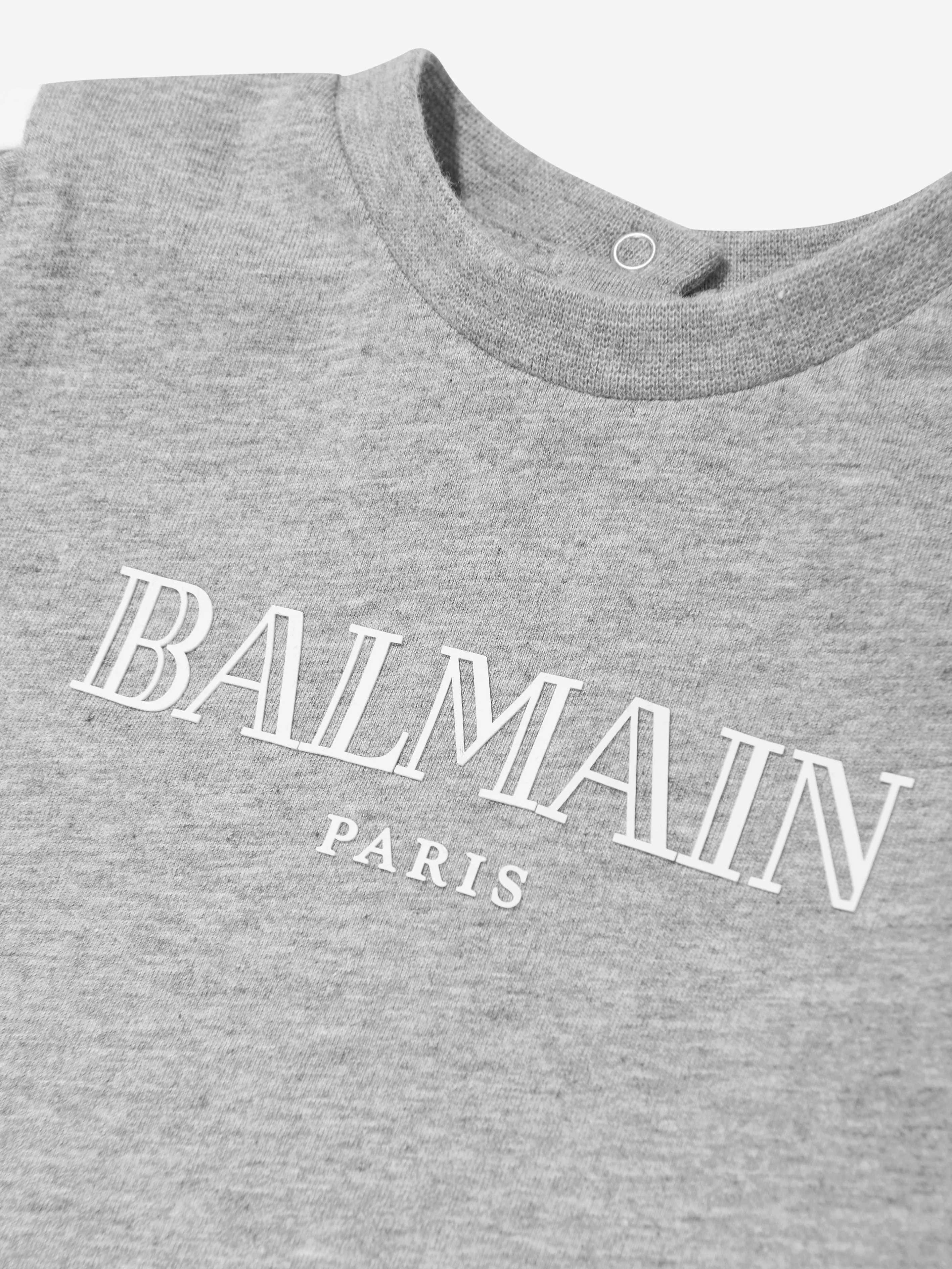 Balmain Baby Boys Logo T-Shirt in Grey