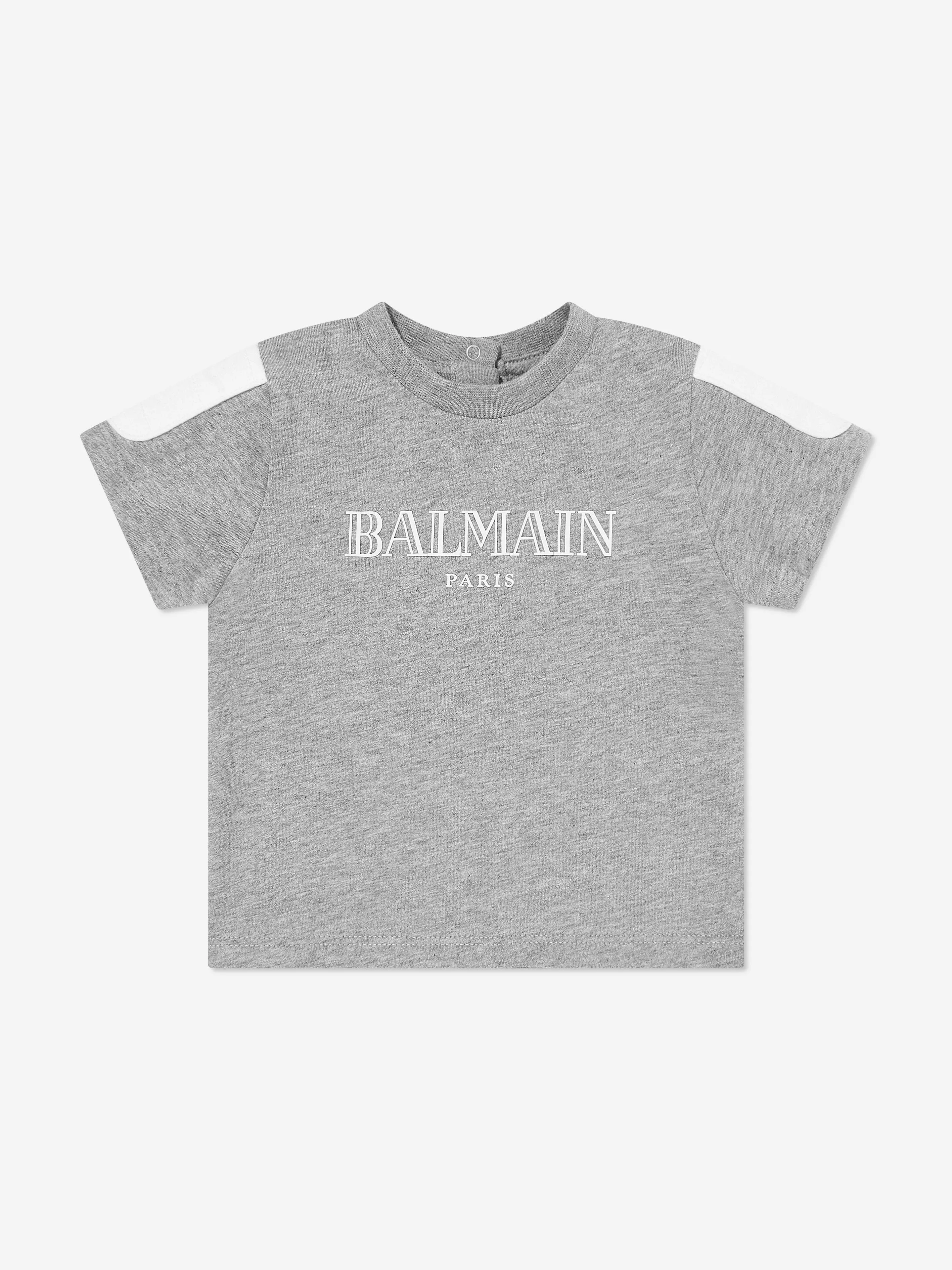 Balmain Baby Boys Logo T-Shirt in Grey