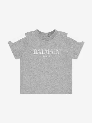 Balmain Baby Boys Logo T-Shirt in Grey