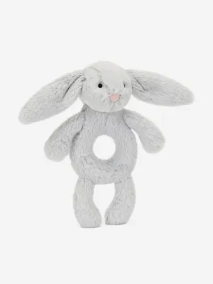 Bashful Silver Bunny Ring Rattle in Silver (18cm)