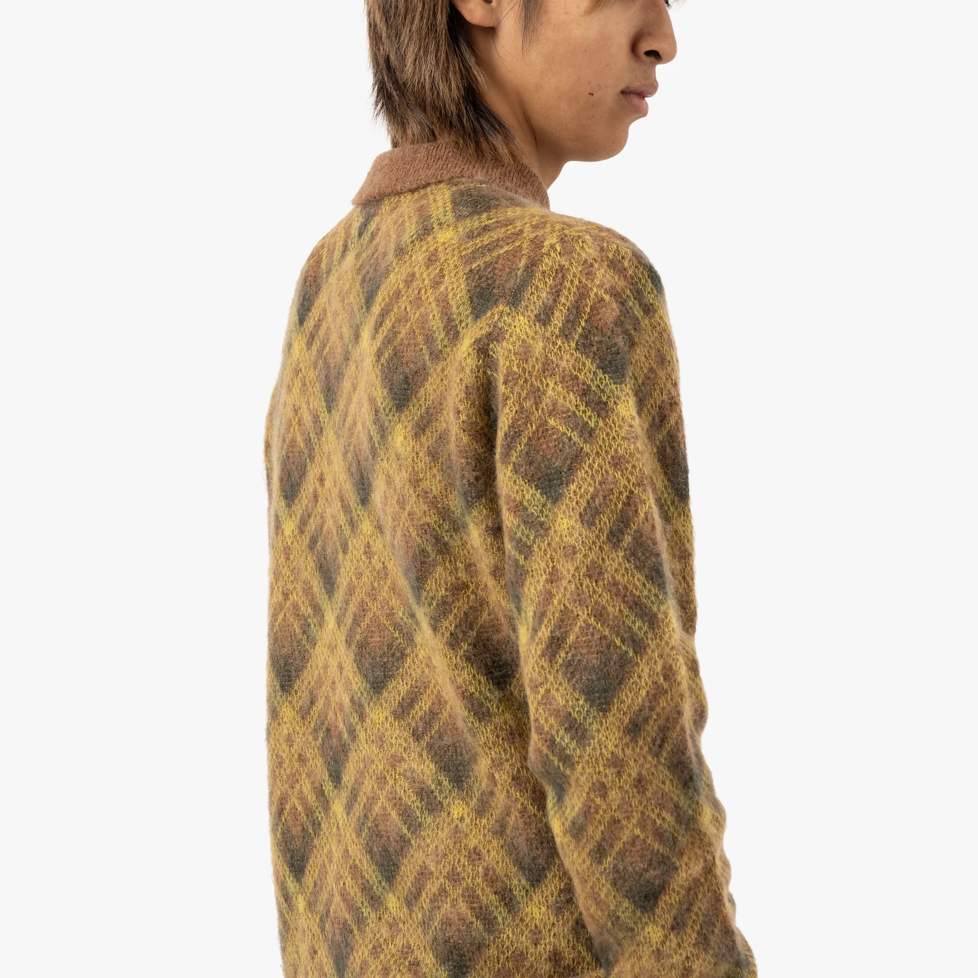 BEAMS PLUS Knit Polo Stripe / Brown