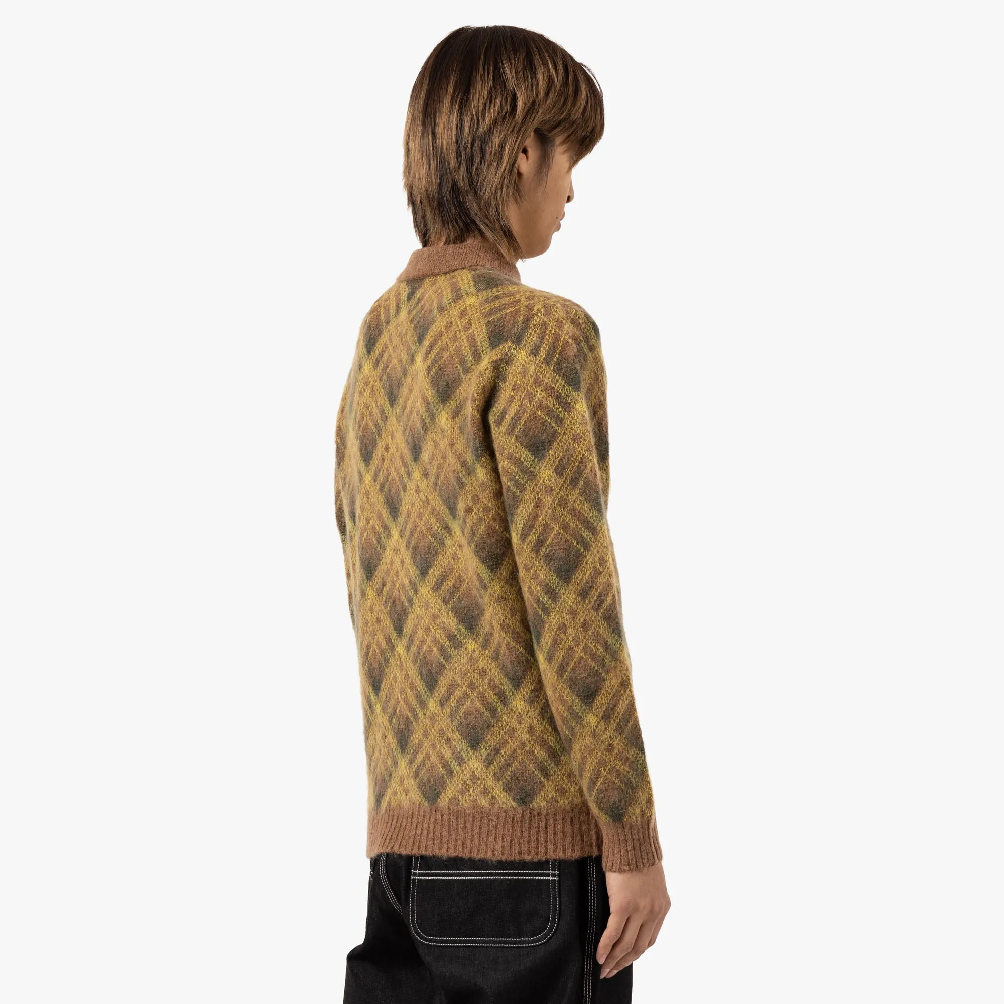 BEAMS PLUS Knit Polo Stripe / Brown