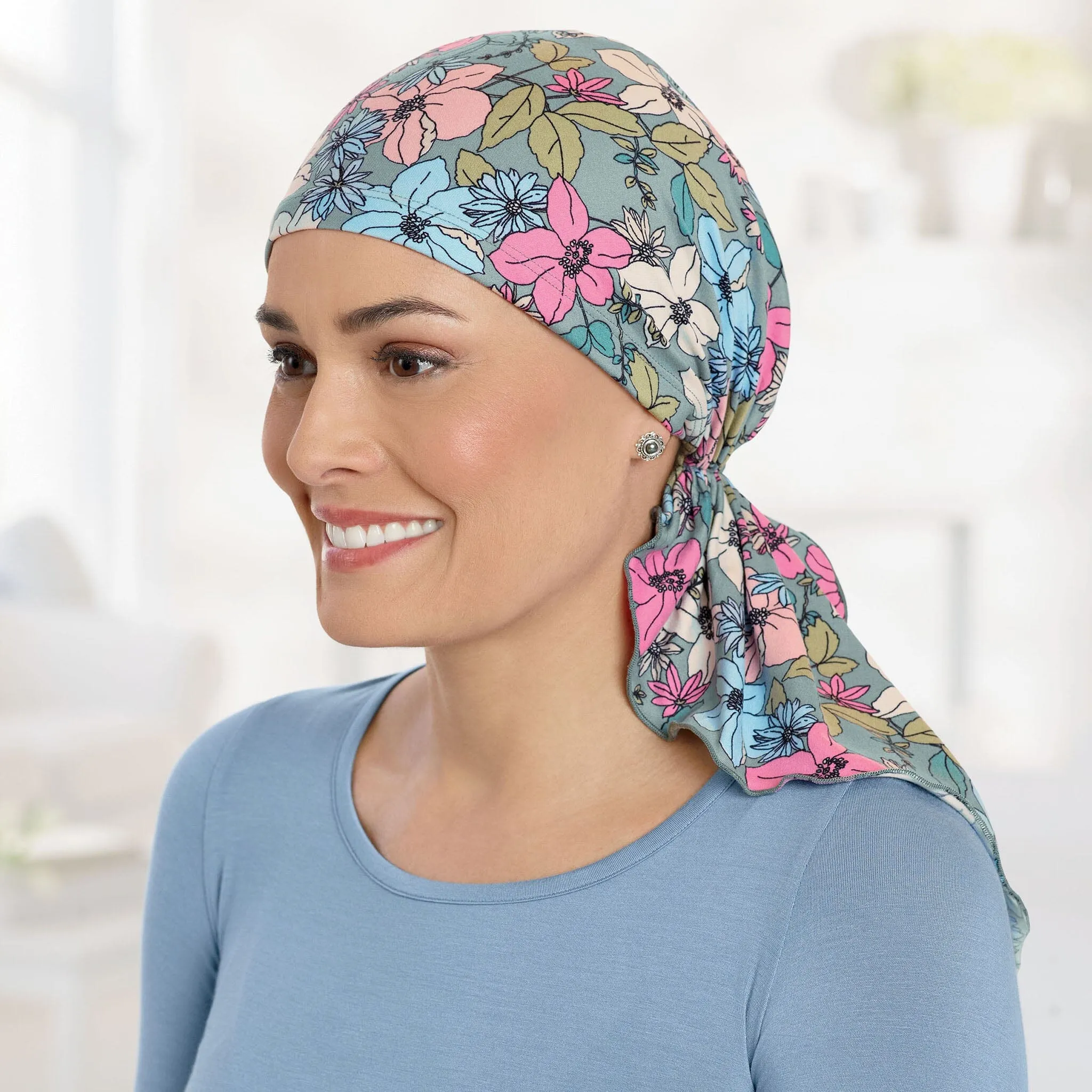 Bella Sage Pink Floral Scarf