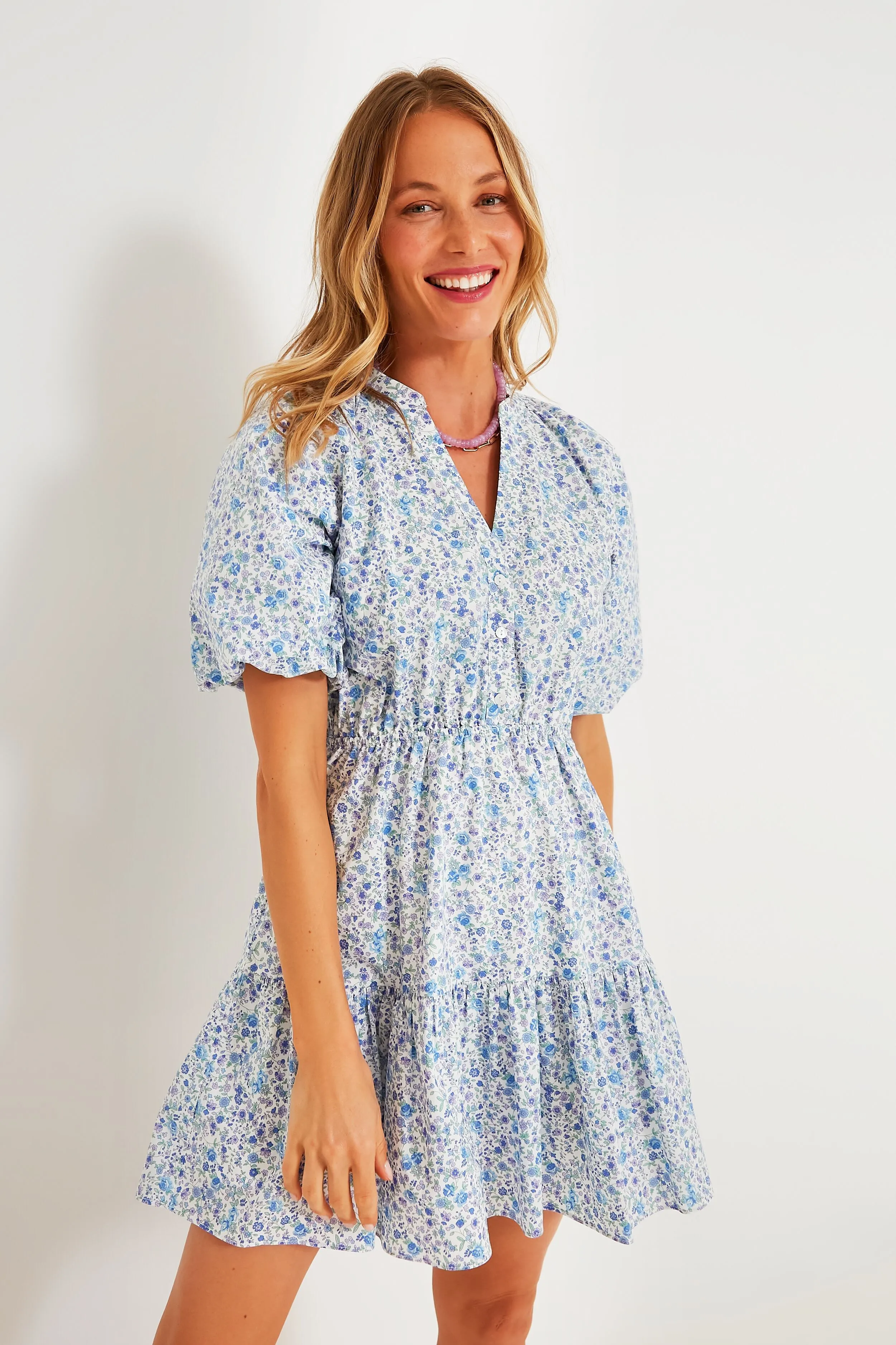 Blue Ditsy Floral Loren Mini Dress