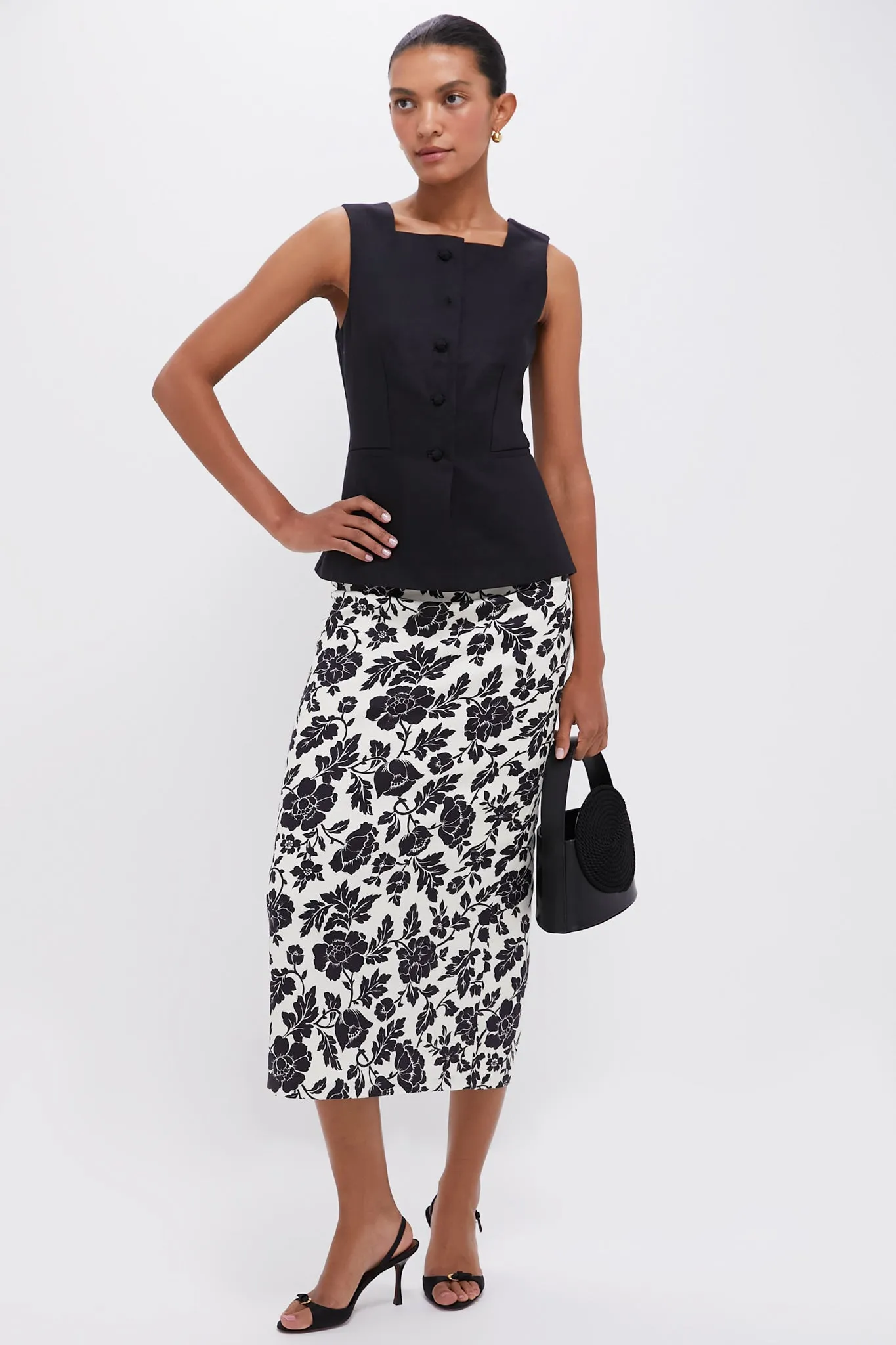 Bone and Black Romeo Column Skirt