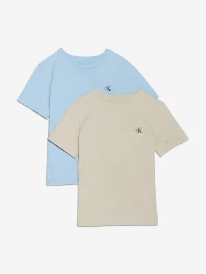 Boys 2 Pack Monogram T-Shirt Set in Multicolour