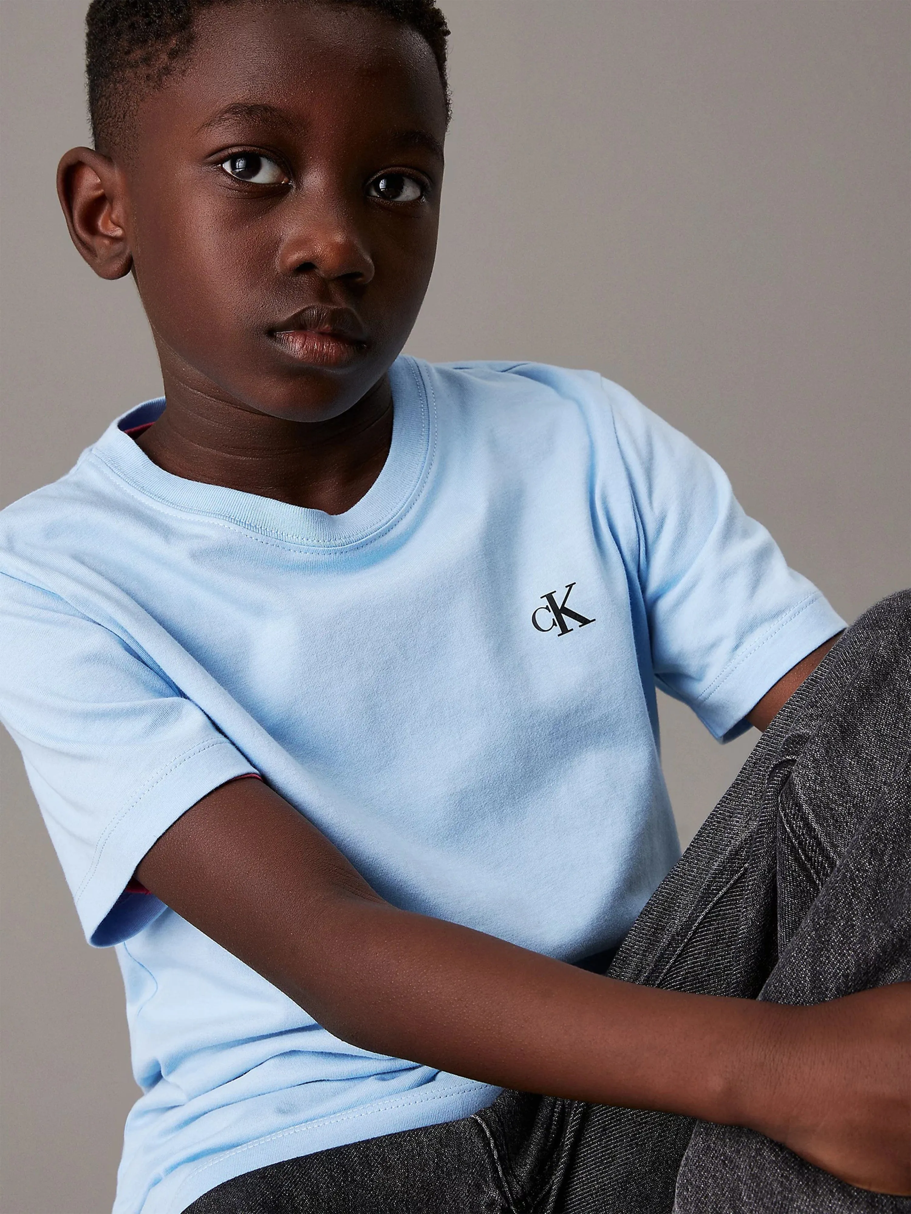 Boys 2 Pack Monogram T-Shirt Set in Multicolour