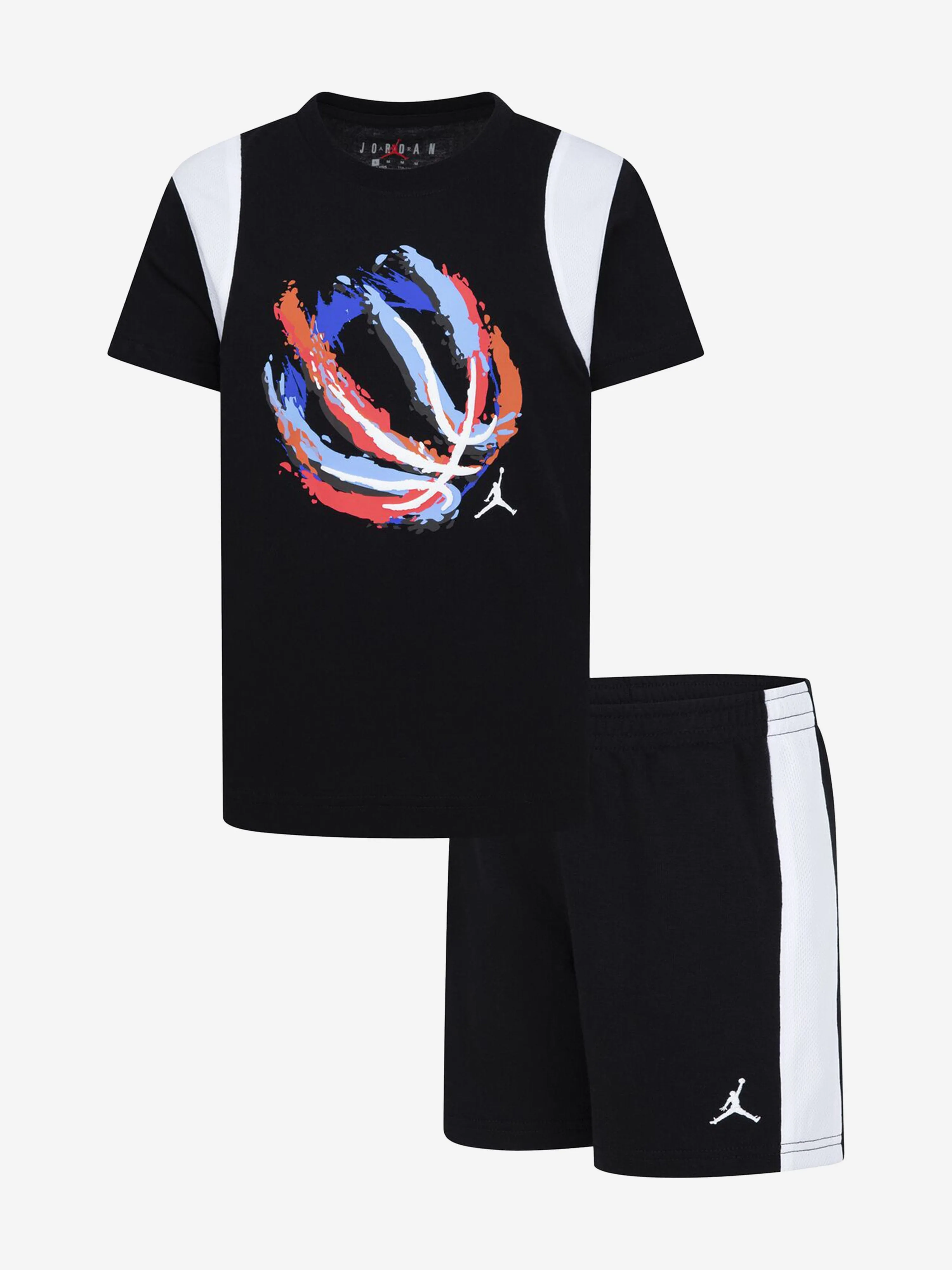 Boys Basketball Fire Short Set in Black