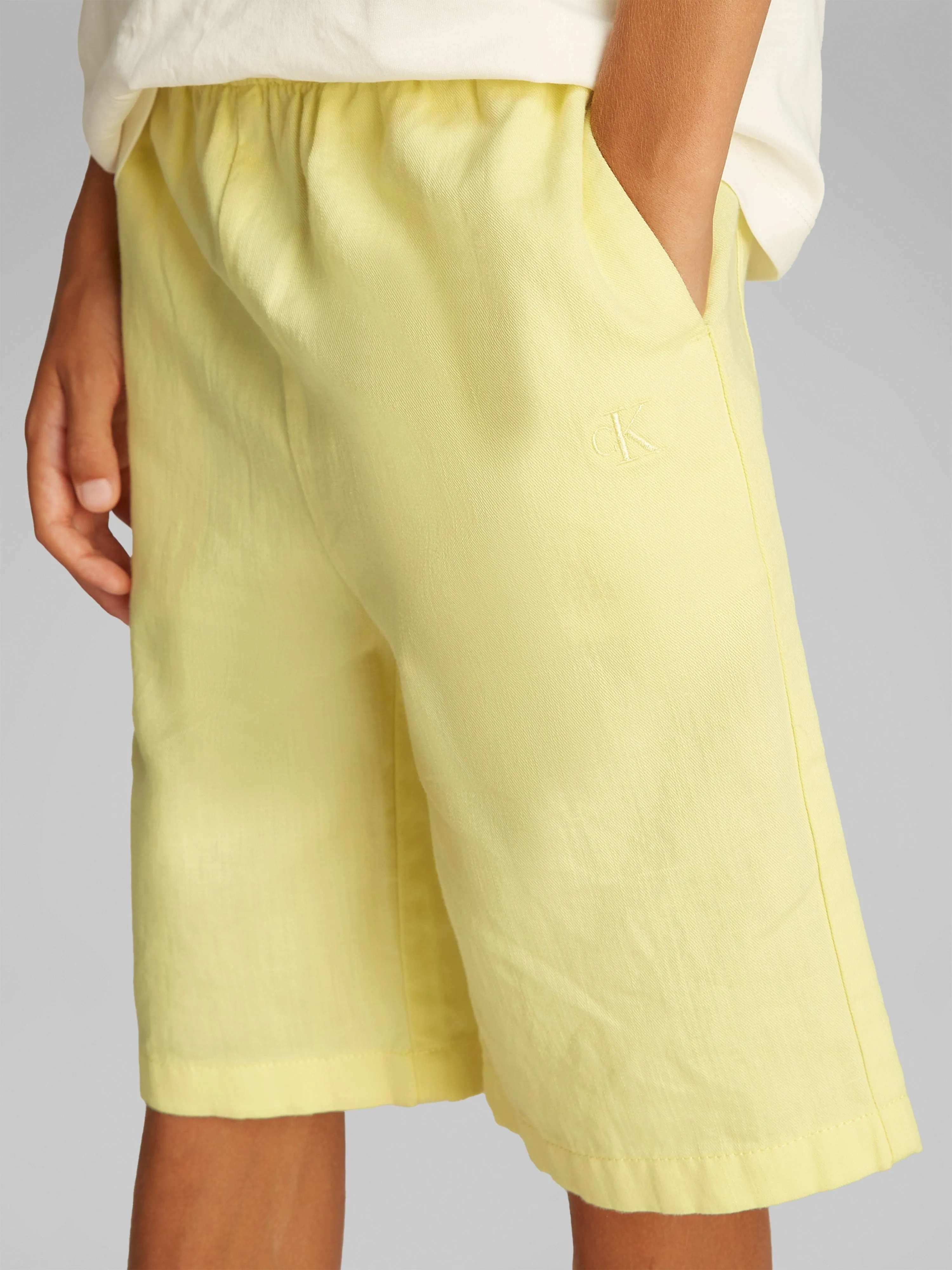 Boys Linen Relaxed Shorts in Yellow