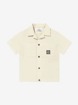 Boys Logo Pocket Shirt in Beige
