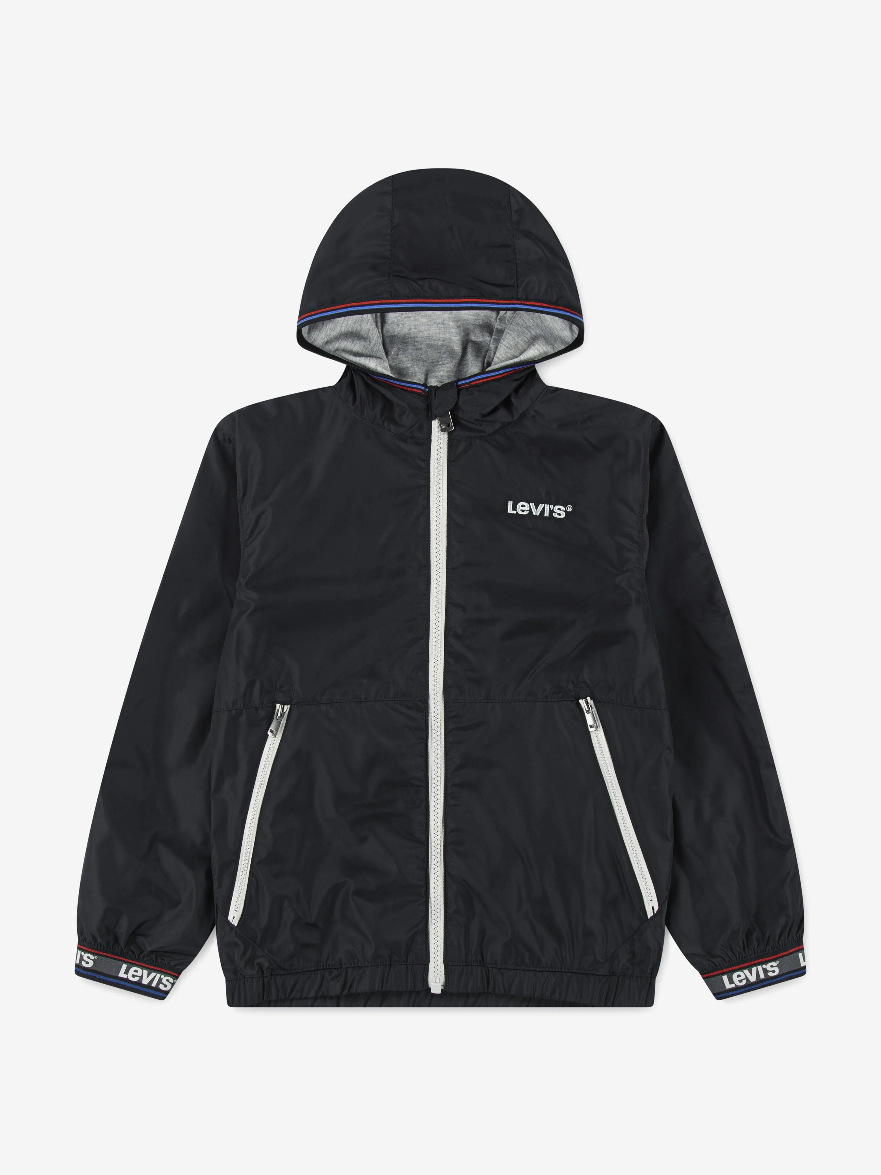 Boys Logo Tape Detailed Windbreaker in Black