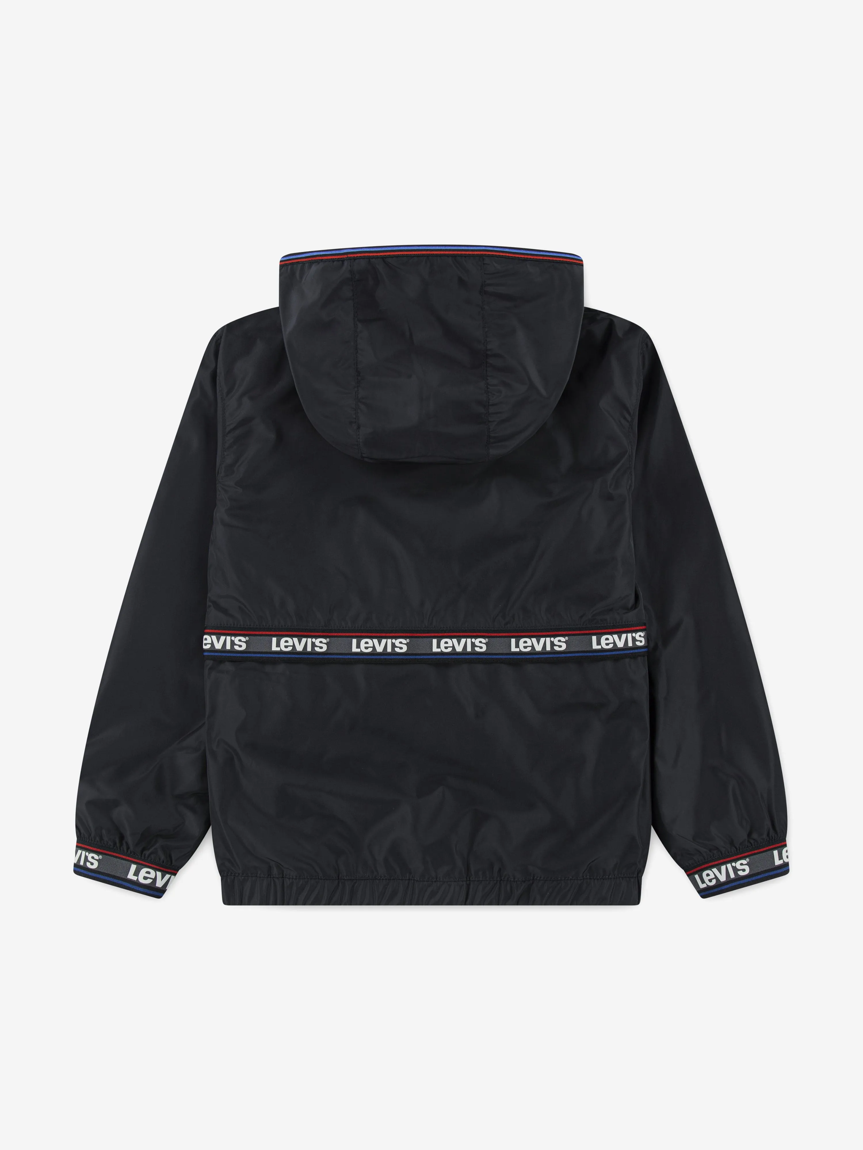 Boys Logo Tape Detailed Windbreaker in Black