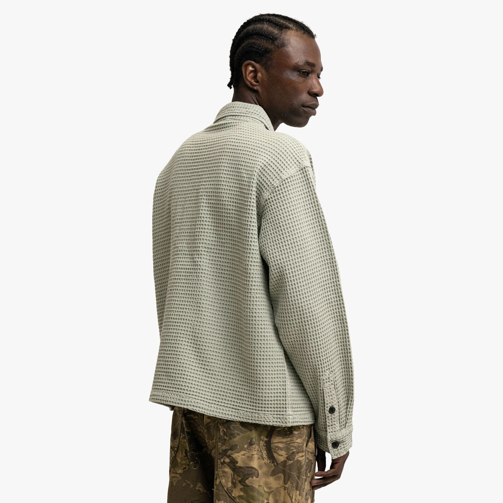 Brain Dead Waffle Button Shirt Stone