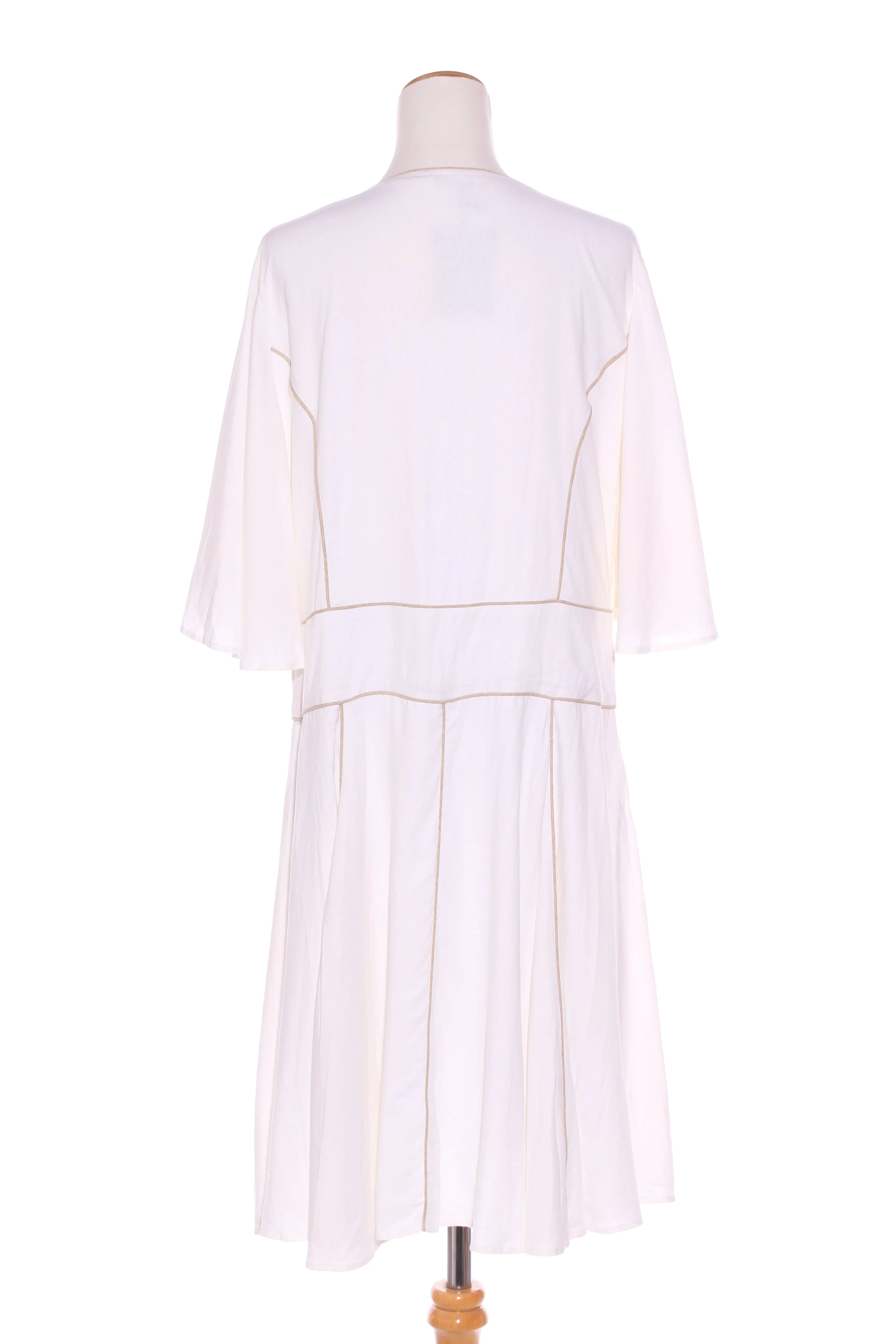 BRAVE   TRUE (BN) "Chantal" natural trim linen dress! 16