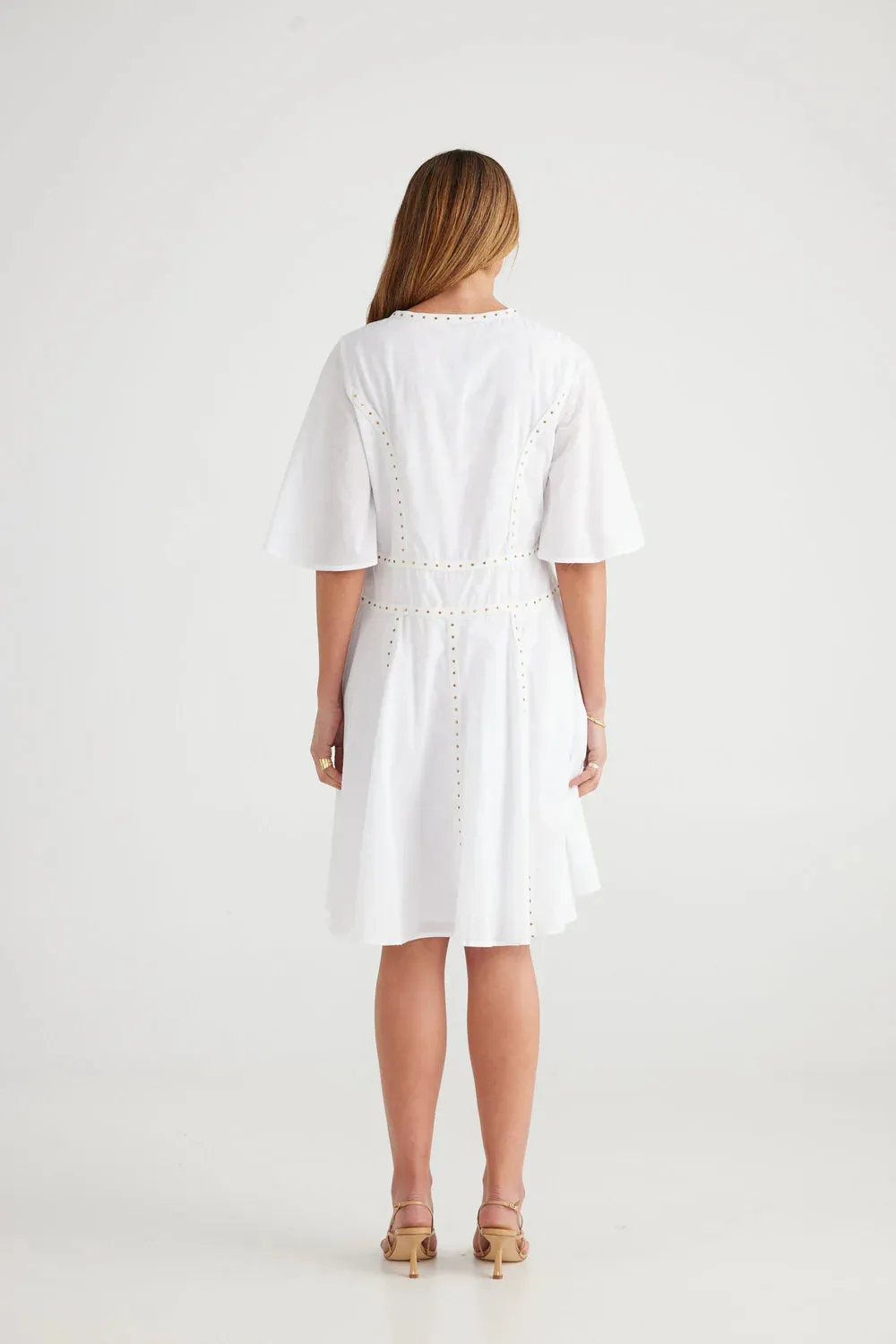 BRAVE   TRUE (BN) "Chantal" natural trim linen dress! 16