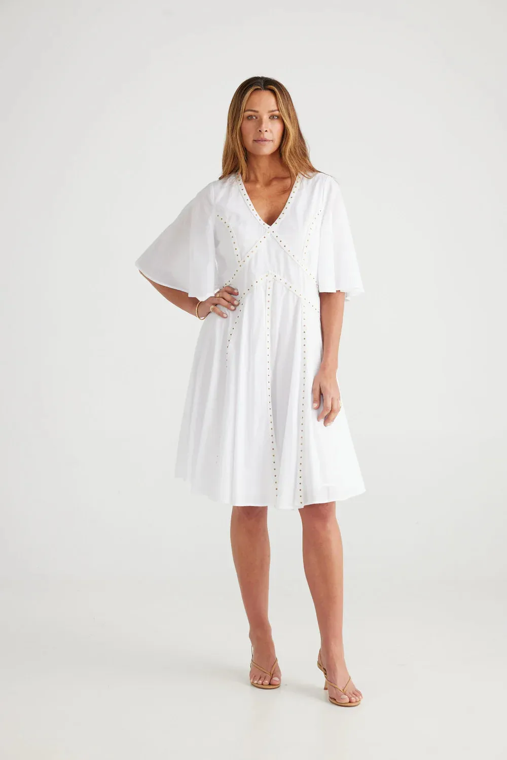 BRAVE   TRUE (BN) "Chantal" natural trim linen dress! 16