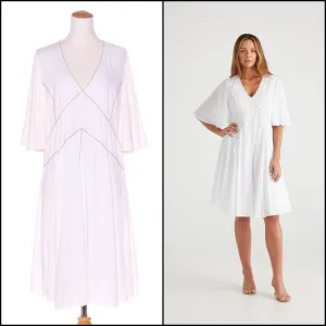 BRAVE   TRUE (BN) "Chantal" natural trim linen dress! 16