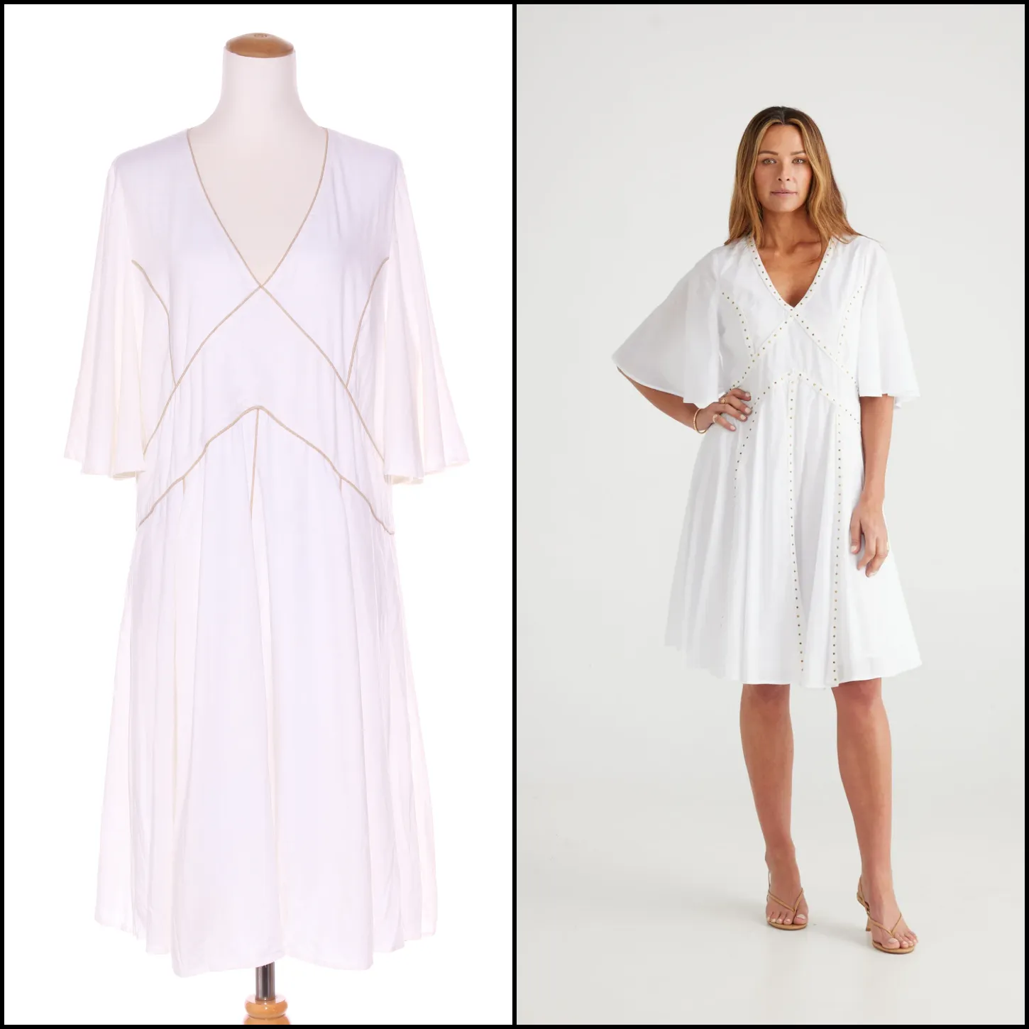 BRAVE   TRUE (BN) "Chantal" natural trim linen dress! 16