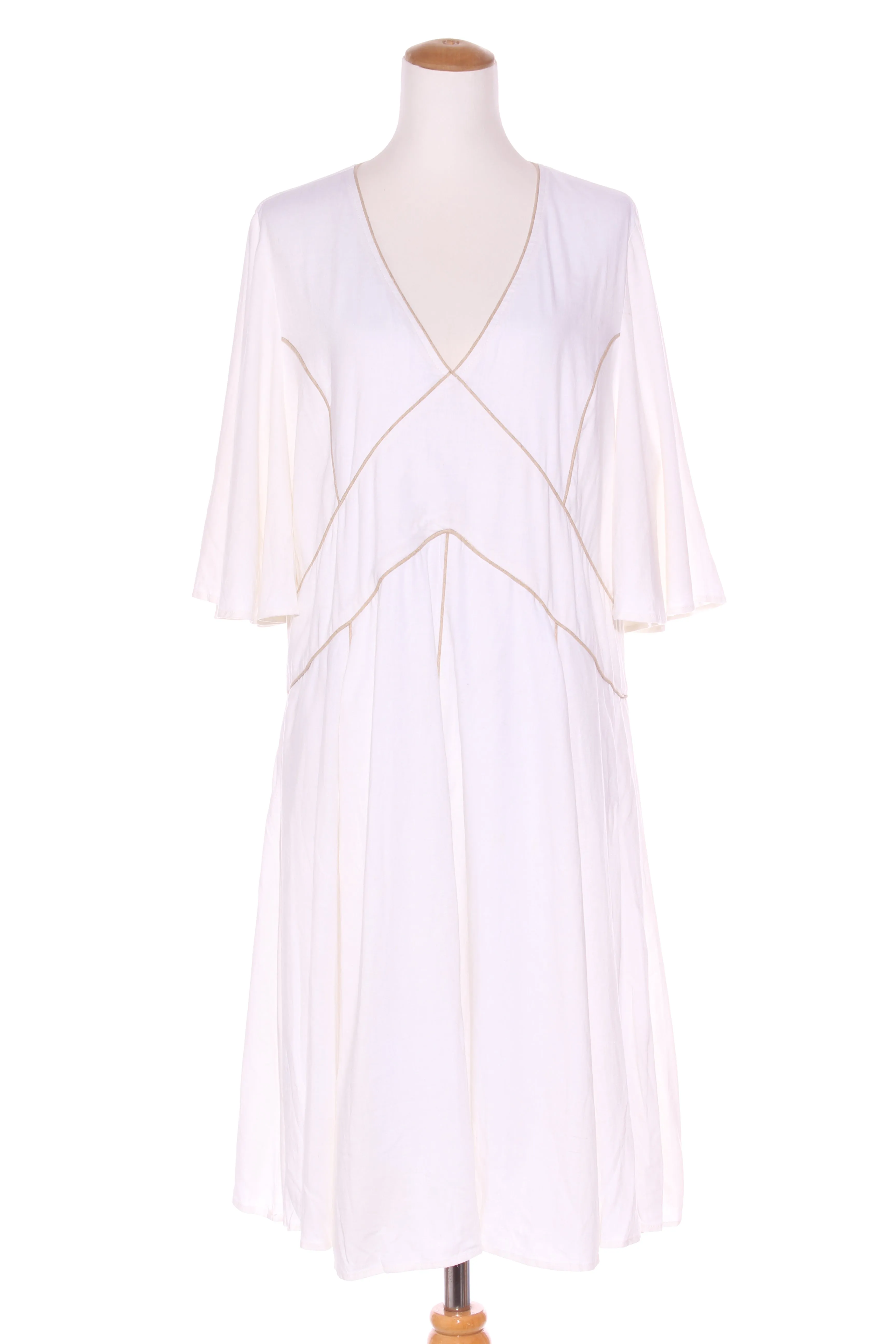 BRAVE   TRUE (BN) "Chantal" natural trim linen dress! 16